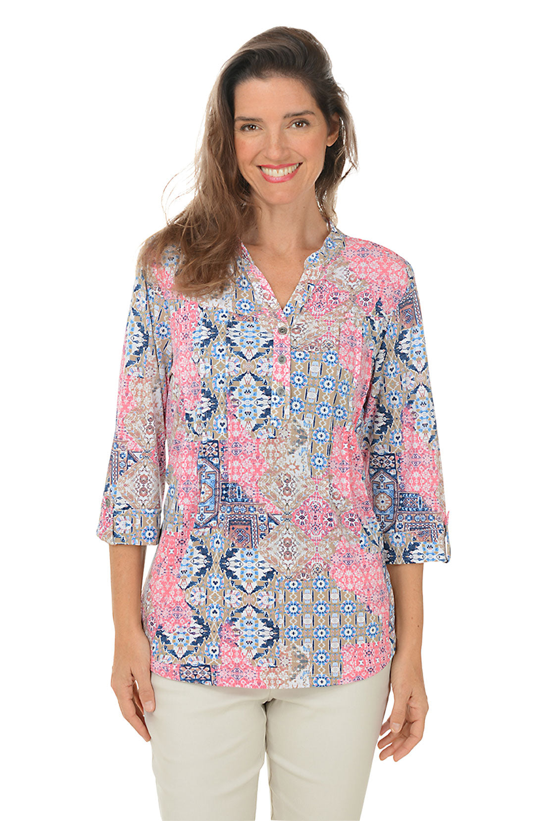 Rose Amour Pleated Patch Print Top - Stylish Floral Blouse for Women | Perfect for Date Night, Office Wear & Casual Outings