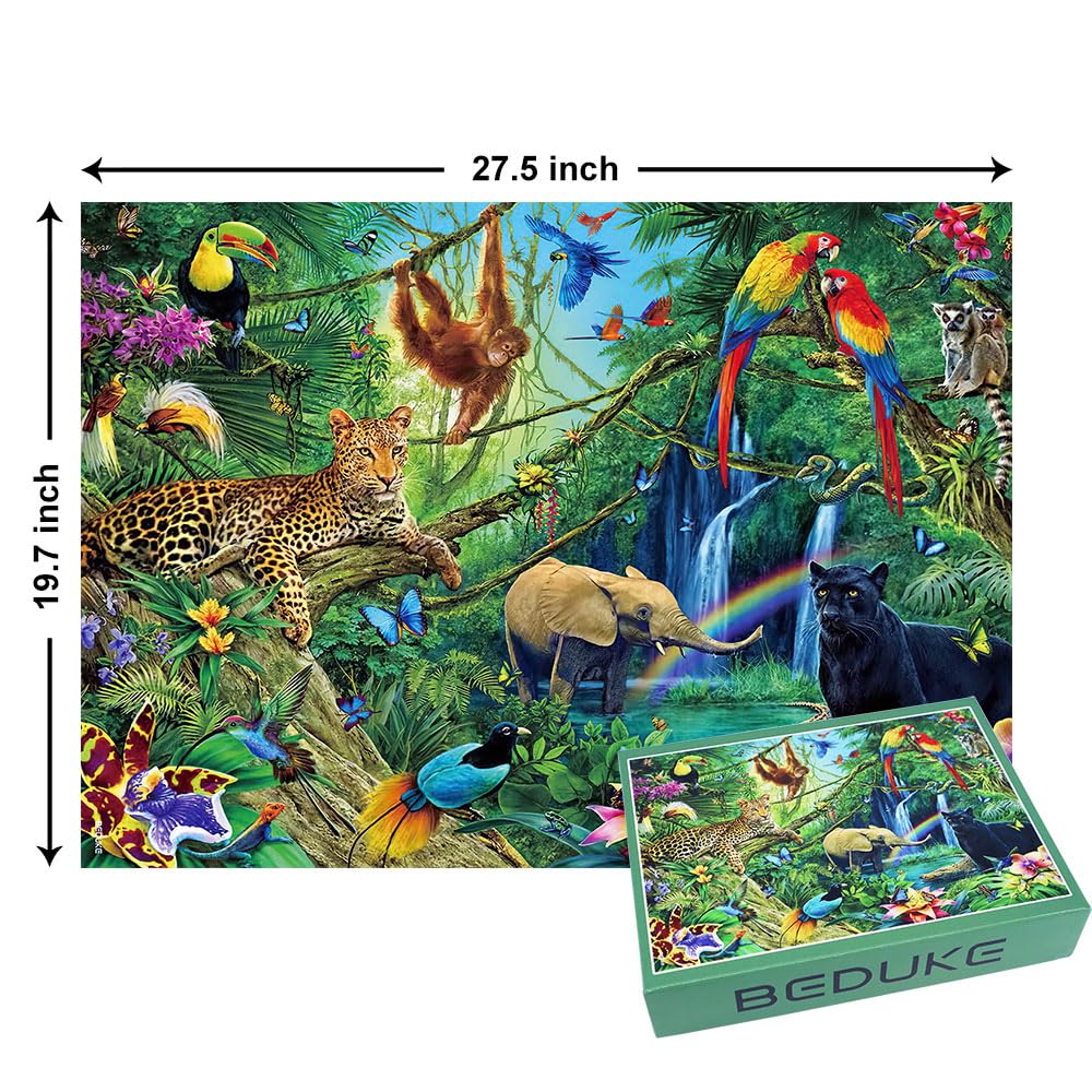 1000 Piece Jigsaw Puzzles for Adults - Unique Tropical Forest Animals Puzzle with Precise Interlocking & Thick Sturdy Cardboard - Family Game for Ages 14+ - Perfect for Stress Relief, Family Bonding & Home Decor