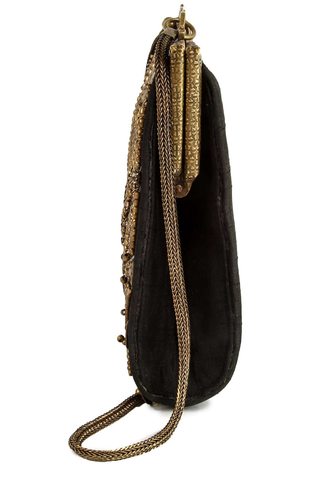 Stylish Ava Black & Gold Brass Frame Handbag for Women - Elegant Evening Clutch for Parties, Weddings & Special Occasions