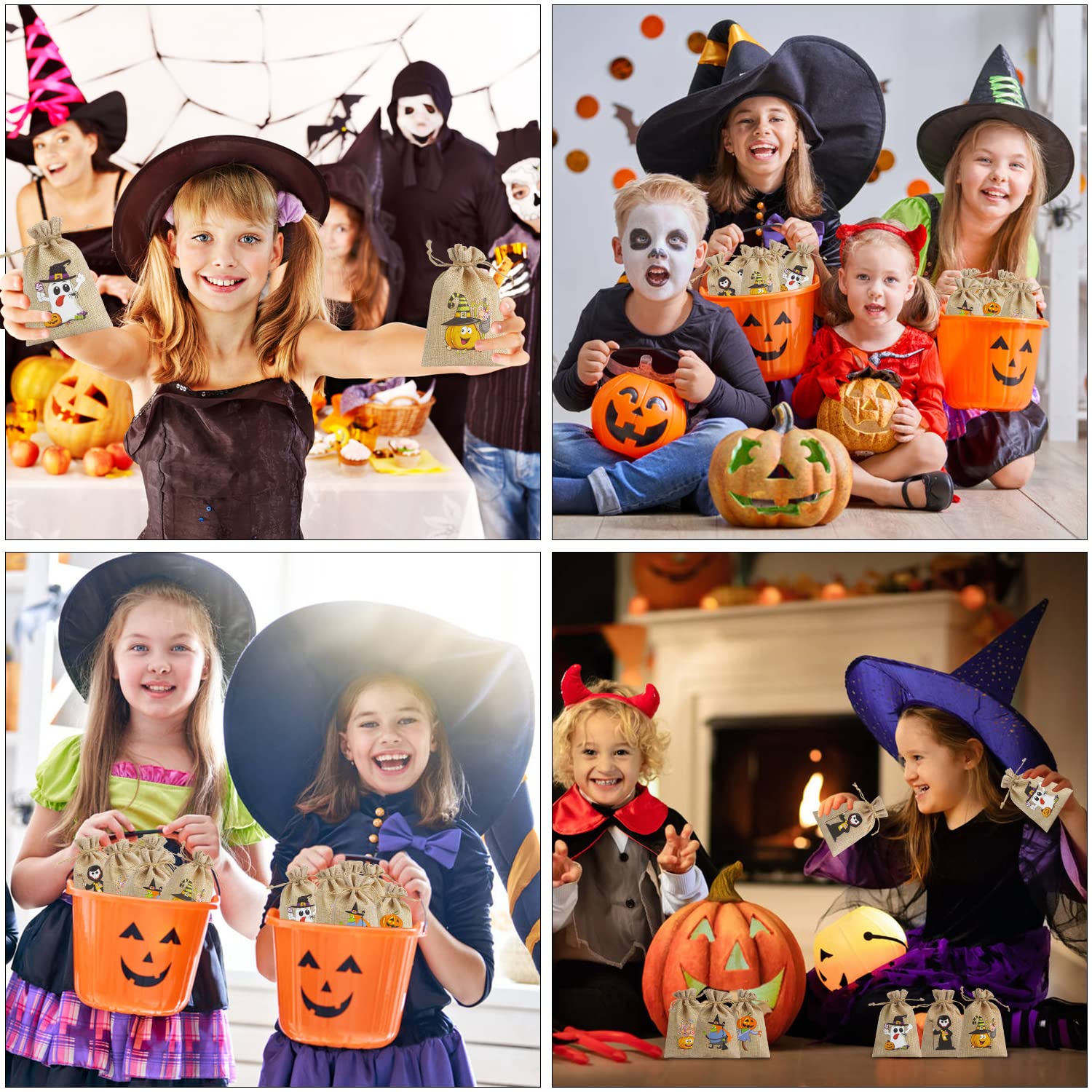 LOKIPA 24 Pack Halloween Burlap Gift Bags with Drawstring - Small Jute Pouches for Kids & Adults - Perfect for Party Favors, Trick or Treat, and Holiday Gift Wrapping