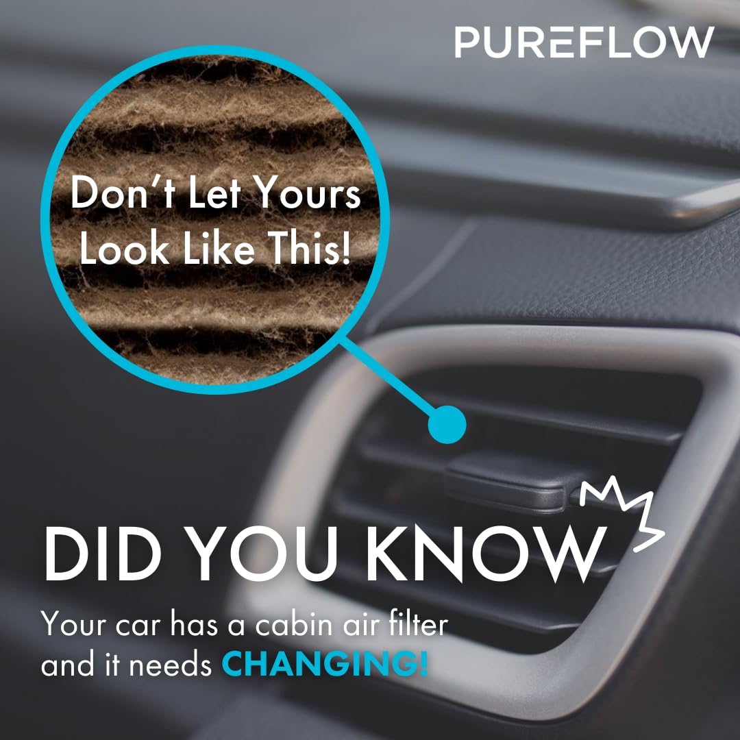 Pureflow PC6176X Premium Cabin Air Filter - Compatible with 2023-2024 Dodge Charger, 2023-2024 Chrysler 300 | Improved Air Quality & Allergen Reduction for Cleaner Cabin Air | Perfect for Daily Commuting & Road Trips