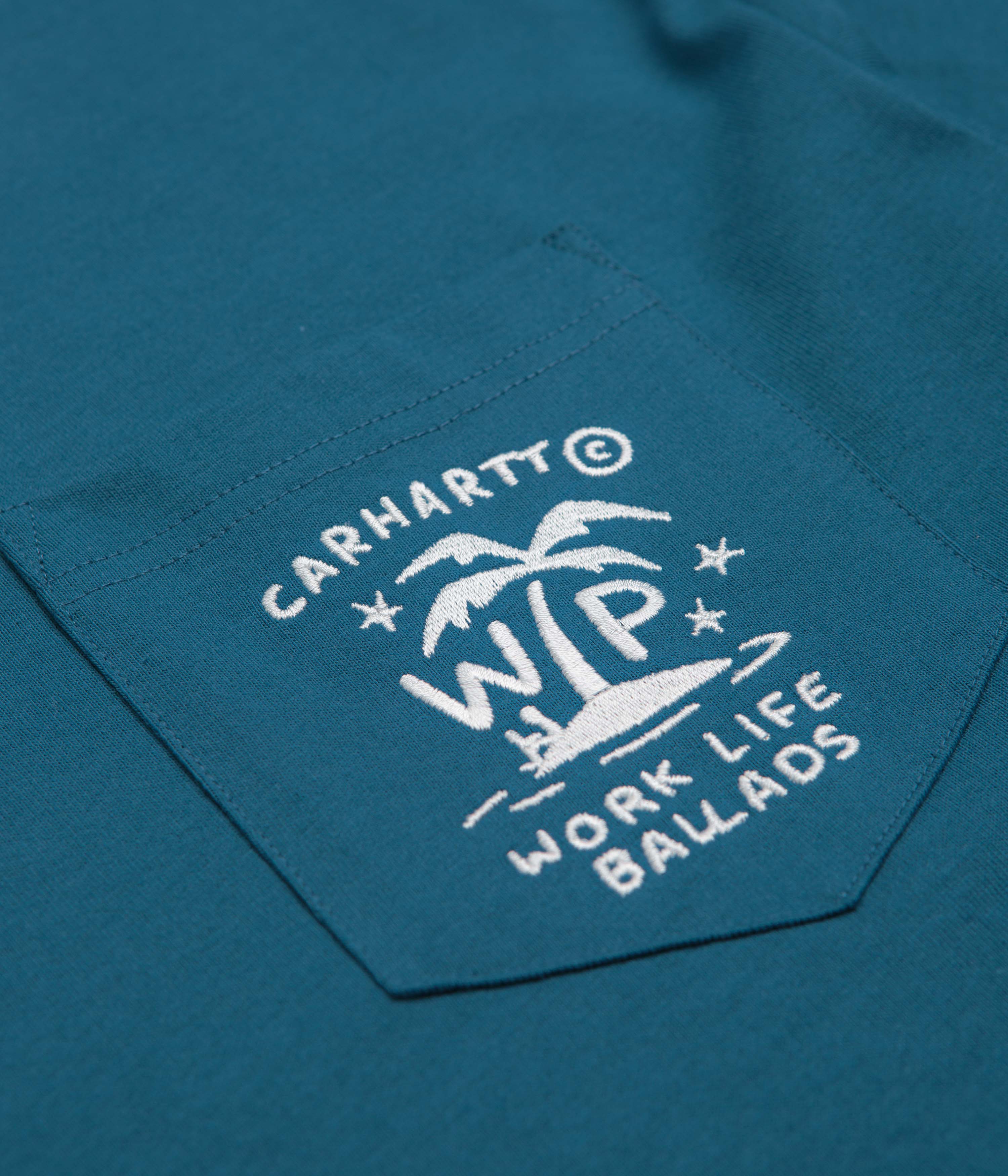 Carhartt Fragments Pocket T-Shirt for Men - Sodalite Blue & White Casual Tee - Perfect for Work, Outdoor Activities & Everyday Wear