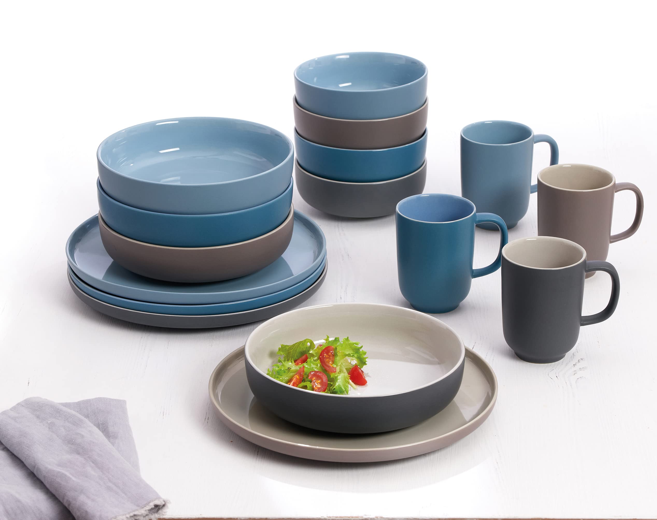Ritzenhoff & Breker Jasper 16-Piece Taupe Stoneware Dinner Set - Plates, Bowls & Cups for 4 People | Elegant Tableware for Family Dinners, Parties & Restaurant-Style Dining