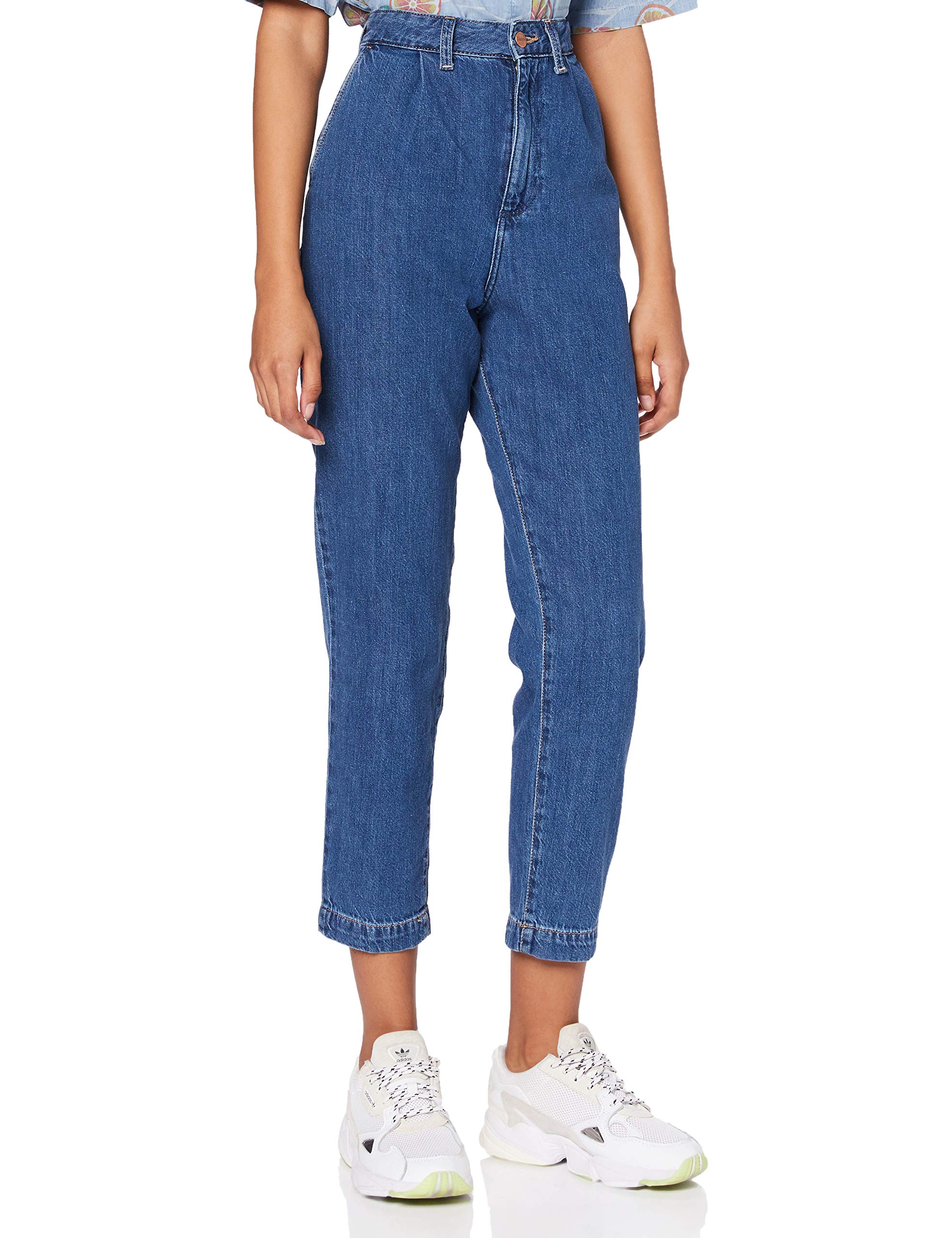 Wrangler Women's Mom Fit Chino Jeans - Comfortable High Waisted Stretch Pants for Casual Wear & Everyday Outfits