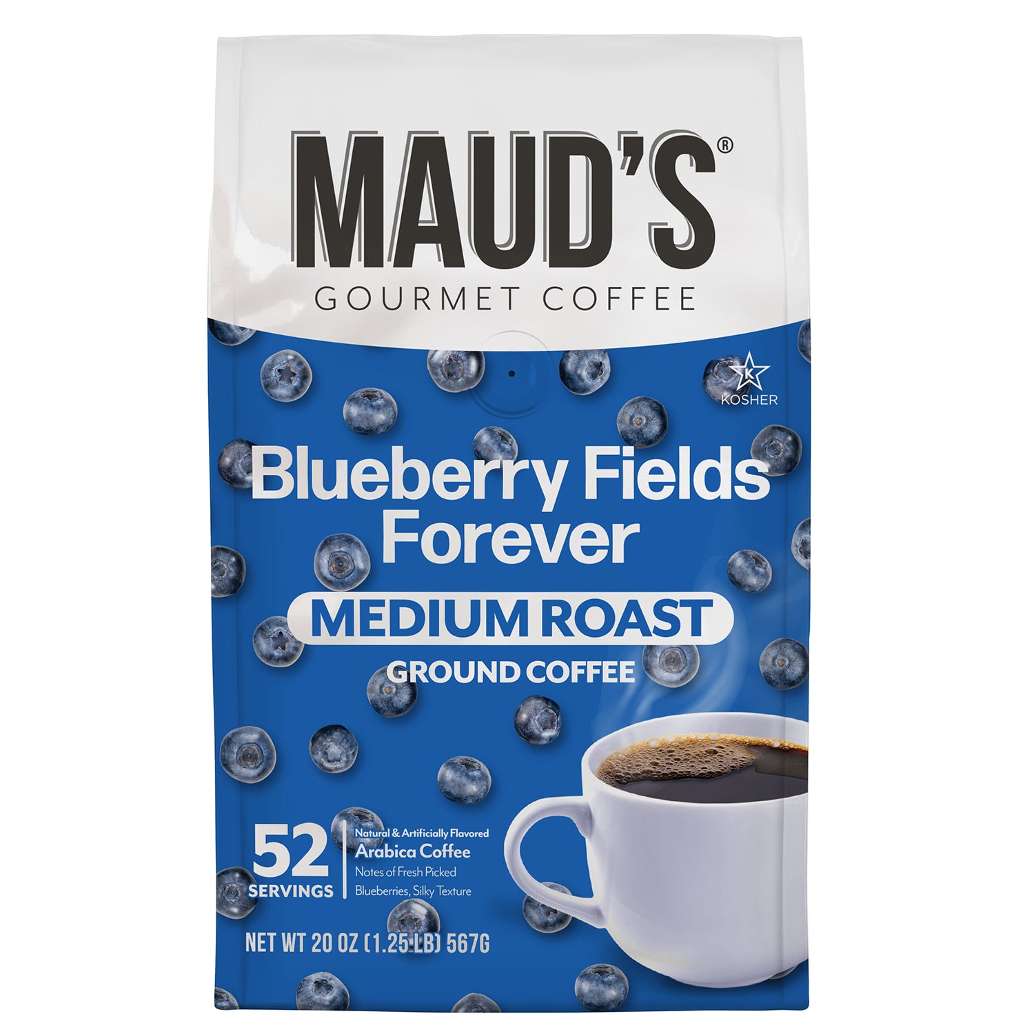 Premium Maud's Blueberry Flavored Ground Coffee - 100% Arabica, Medium Roast, Rich Flavor - Perfect for Morning Brew, Office Break & Gift Giving