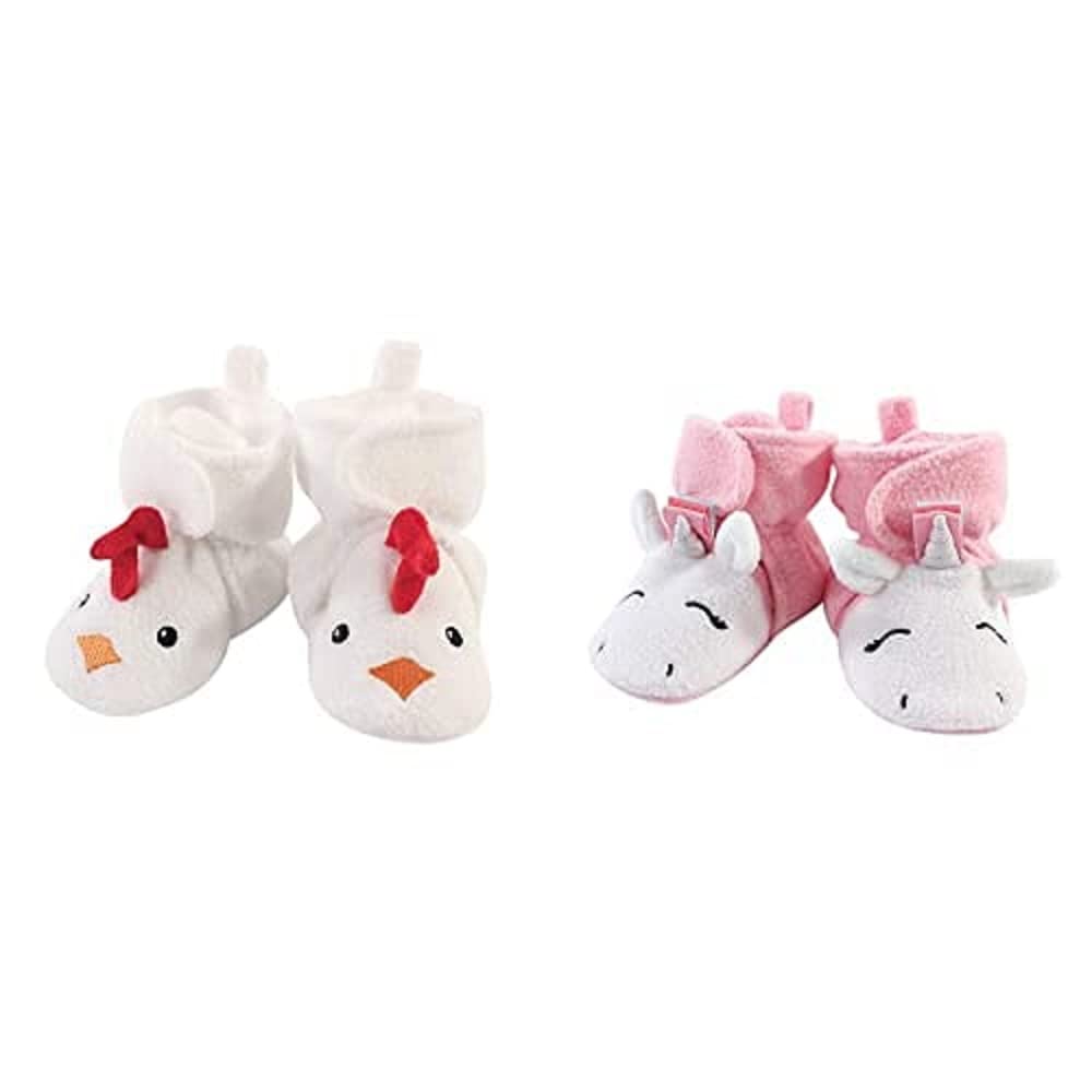 Hudson Baby Girl Fleece Booties 2-Pack - Pink Unicorn for 12-18 Months | Cozy Winter Shoes
