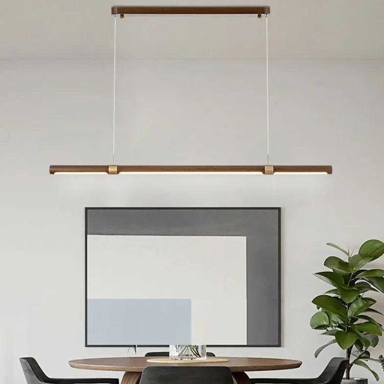 Modern Wooden Pendant Light - Slender Cylinder Design for Dining Room, Kitchen Island & Breakfast Nook | Rustic Farmhouse Ceiling Lighting Fixture