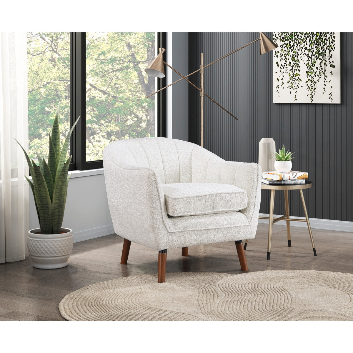 Calypso Accent Chair White - Modern Upholstered Lounge Chair for Living Room, Bedroom & Office Decor