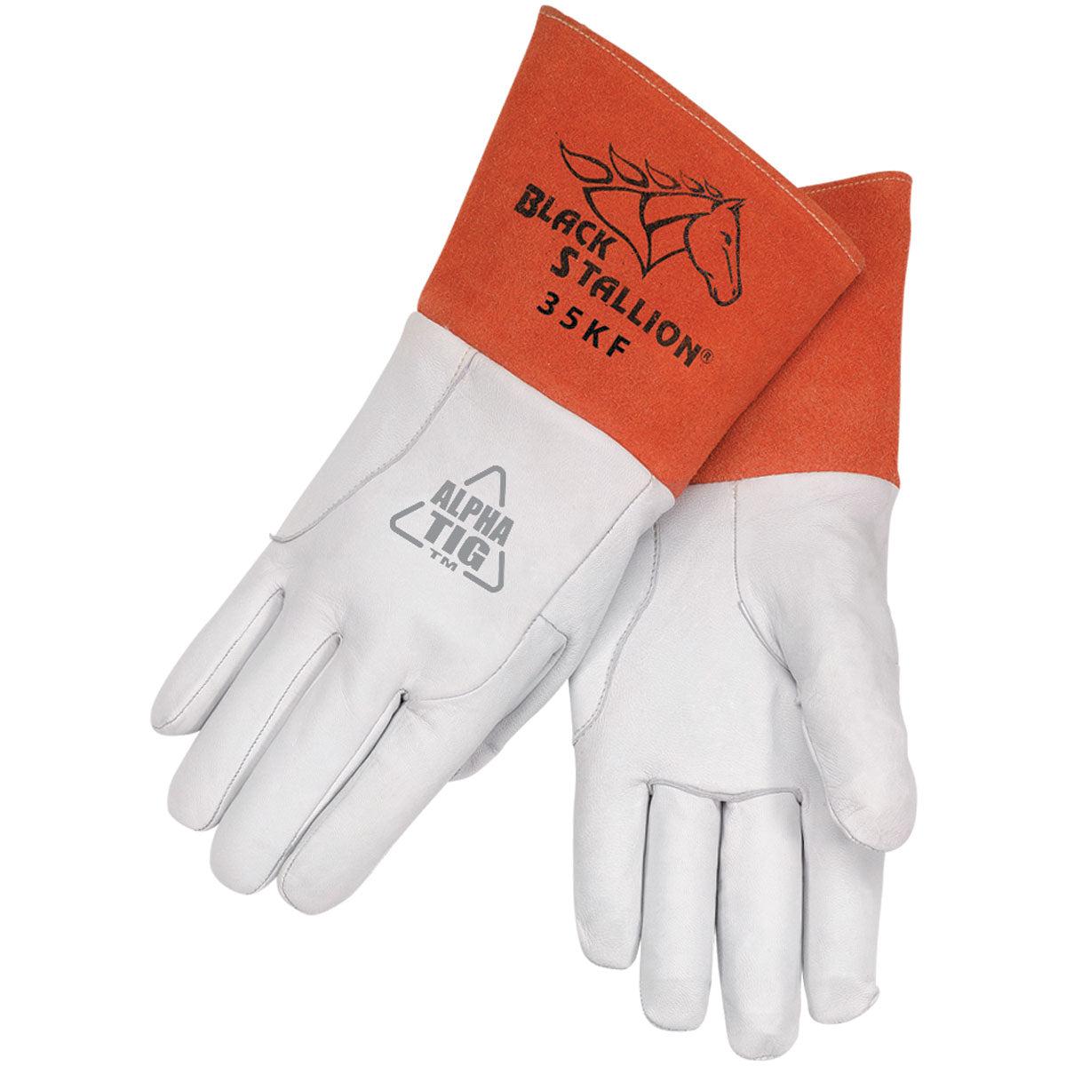 Premium Black Stallion Alpha TIG Welding Gloves - Kidskin Leather with Long Cuff (35KF) - Heat & Spark Resistant for Metal Fabrication, DIY Projects & Professional Welding Work