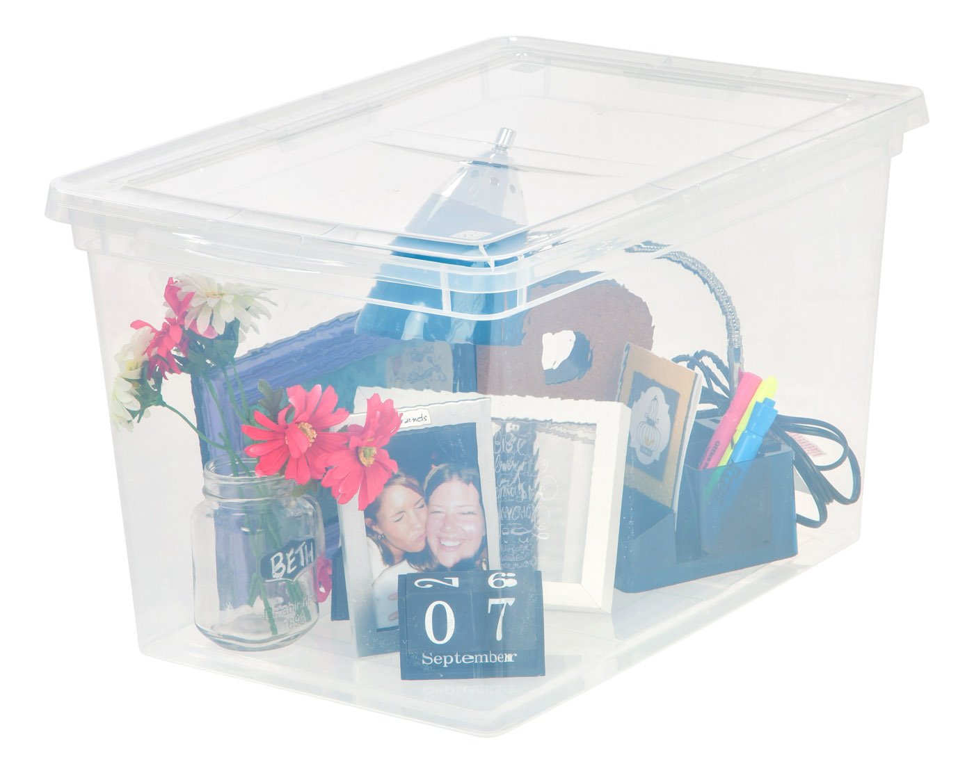 68 QT Clear Plastic Storage Box with Latching Lid - Organize Closet, Pantry, Garage & Office Supplies - Stackable for Space Saving