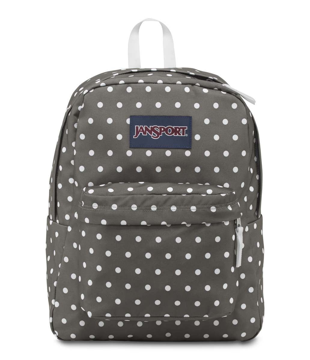 JanSport Superbreak Backpack - Lightweight Laptop Backpack for School & Travel, Shady Grey/White Dots Design, Durable College Bookbag - Perfect for Students, Commuters & Outdoor Adventures