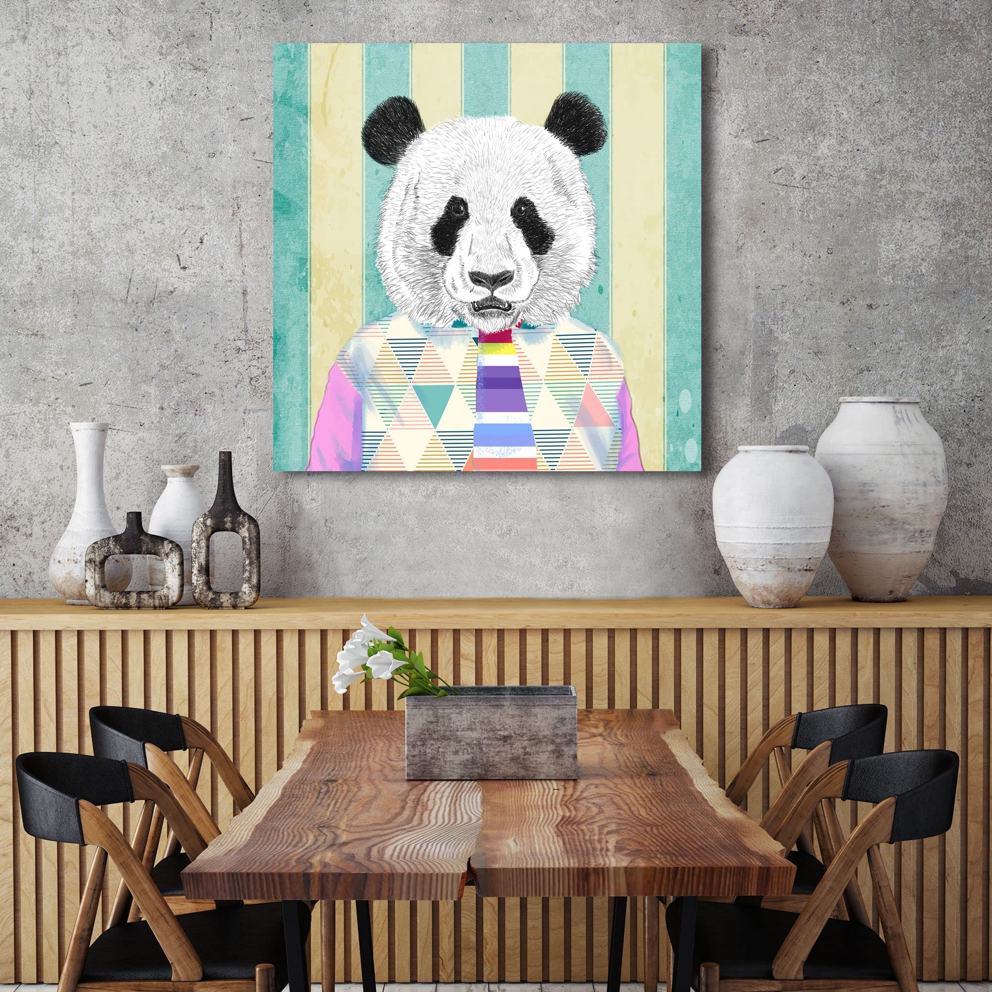 Modern Pop Art Canvas Print - 'Cafe' by Matt Spencer, The Dude (Detail) - 50x50 cm Wall Decor for Living Room, Bedroom & Office
