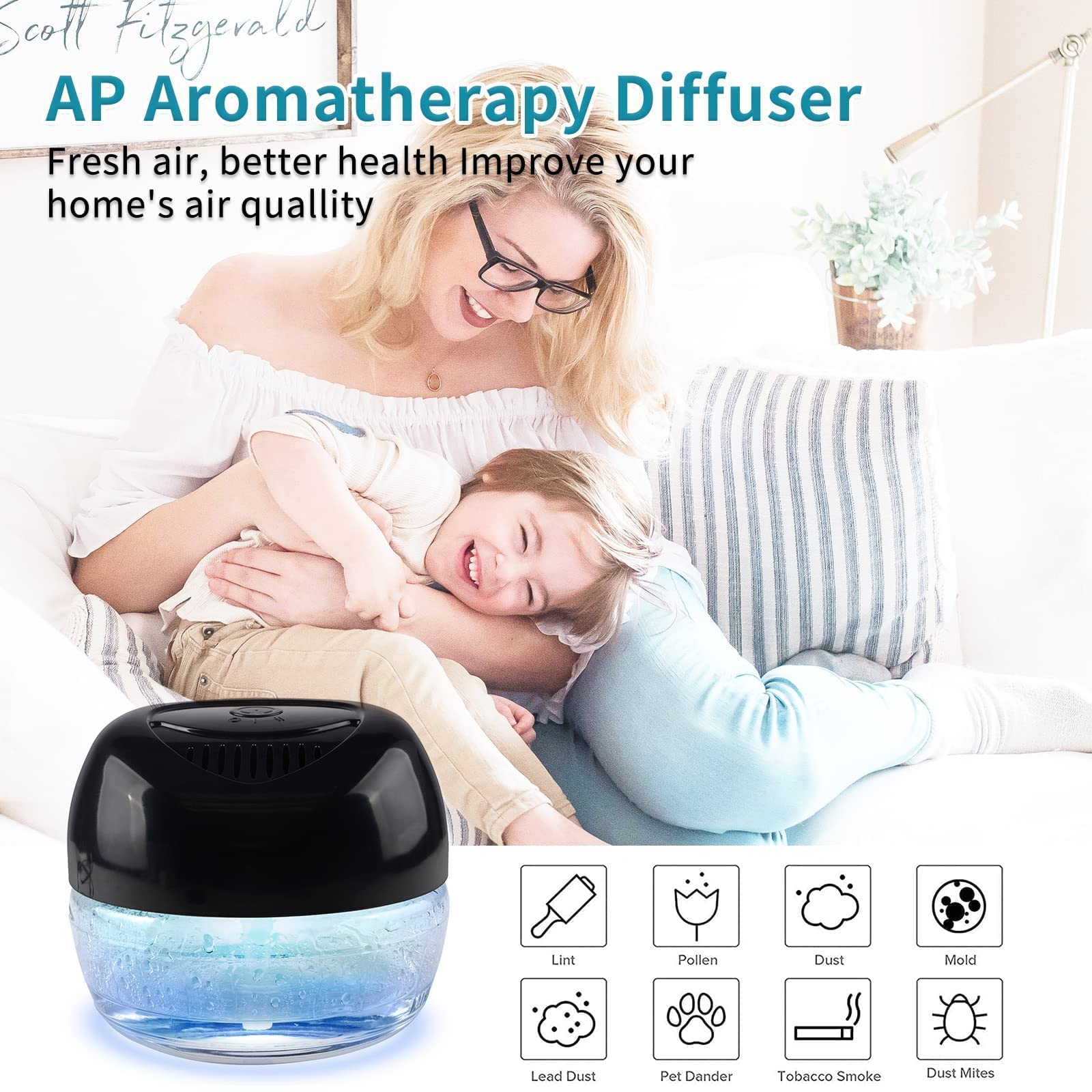 2-Pack Water-Based Air Purifier & Freshener with 7-Color LED Mood Light - Air Washer, Revitalizer for Home, Office, Bedroom, Living Room | Improves Air Quality & Creates Relaxing Atmosphere