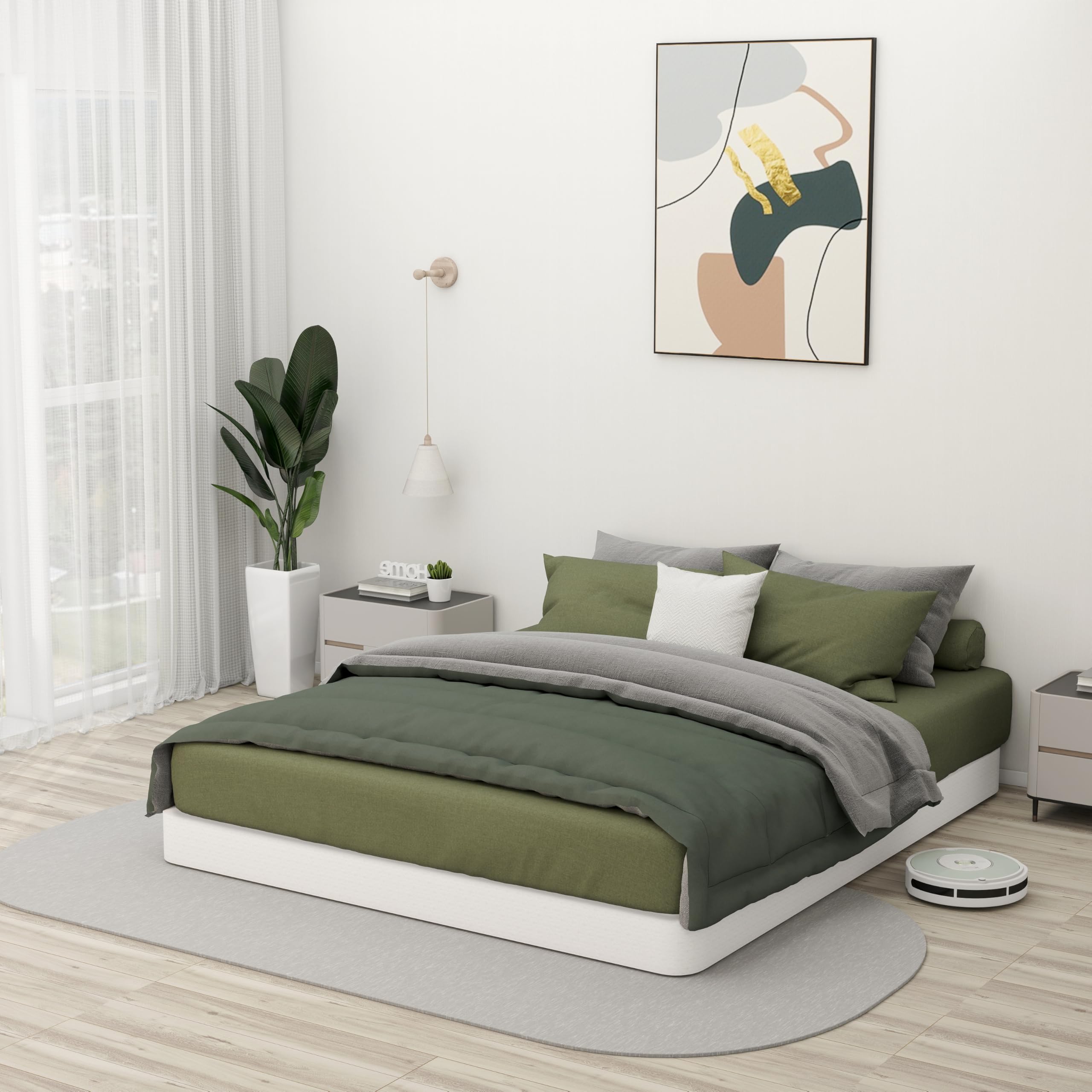5 Inch Low Profile Heavy Duty Queen Box Spring - Anti-Slip & Noise Reduction Mattress Foundation with Cover - Perfect for Bedroom, Guest Room, and Dormitory Use