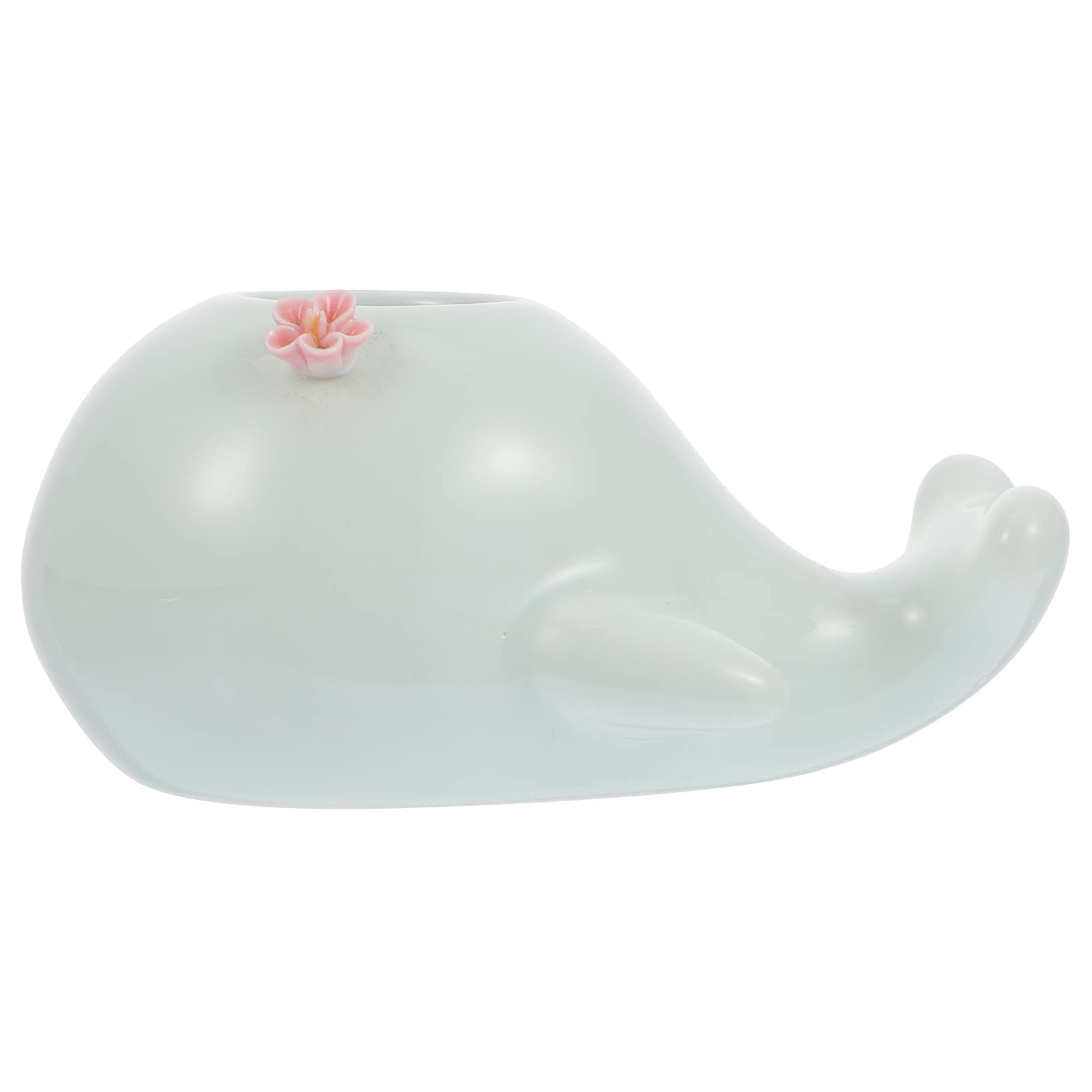 PartyKindom 1 Piece Ceramic Whale Shaped Mini Vase - Handcrafted Home & Office Decor for Living Room, Kitchen, Wall Display - Perfect for Flower Arrangements and Gift Giving