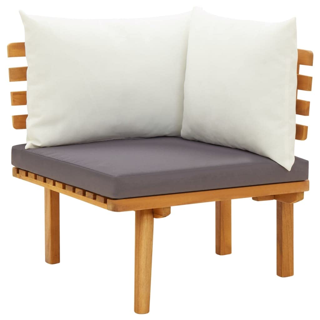 SKM Patio Corner Sofa with Weather-Resistant Cushions - Durable Solid Acacia Wood Outdoor Furniture Set - Perfect for Backyard, Garden, and Poolside Relaxation
