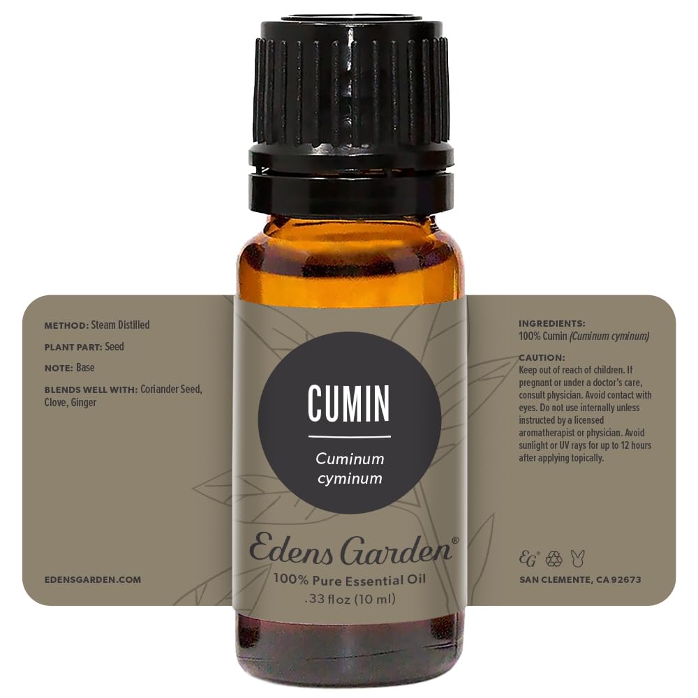 Edens Garden 100% Pure Cumin Essential Oil - Premium Grade, Undiluted & Natural for Aromatherapy | Best for Diffusers, Candles, Laundry & Humidifiers | 10ml (.33 fl oz) | Perfect for Stress Relief, Home Spa & DIY Cleaning Products