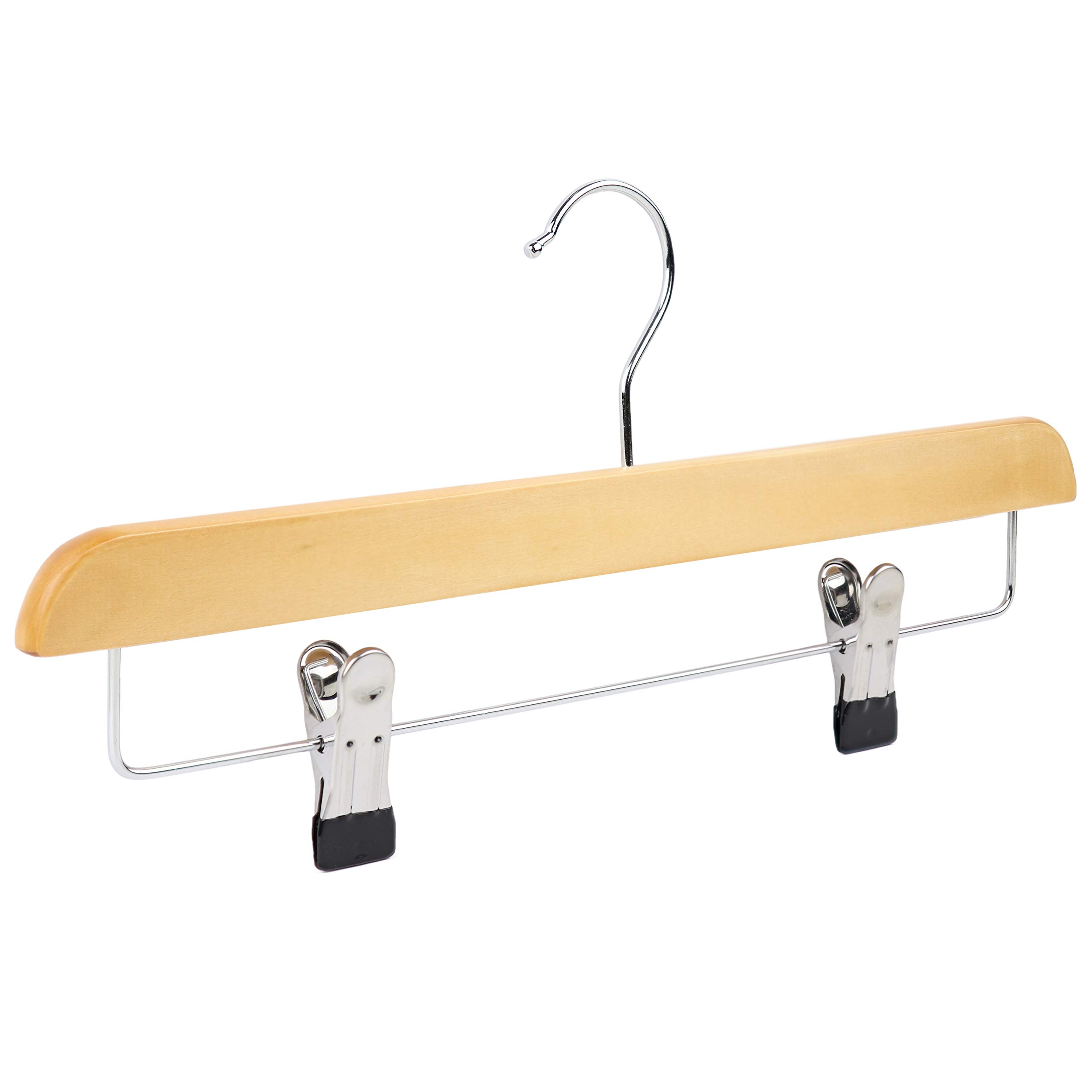 Natural Wooden Coat Hangers with Clips & Trouser Bar - 10 Pack for Pants, Skirts & Dresses | Choose Color & Quantity | Perfect for Closet Organization & Retail Display by The Hanger Store