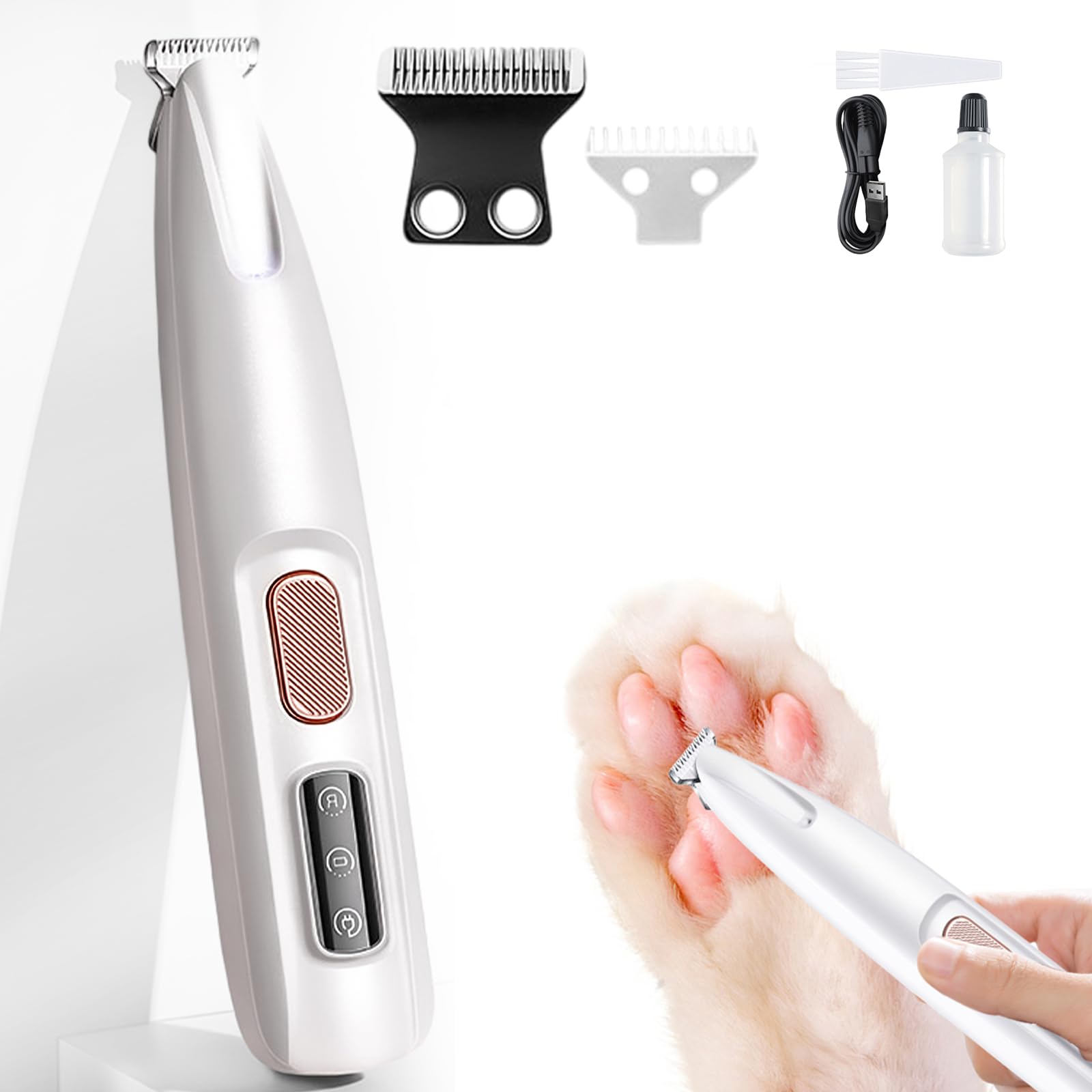 2025 Waterproof Pet Grooming Clipper - Rechargeable Trimmer for Paws, Face & Ears with LED Light - Perfect for Home Pet Care