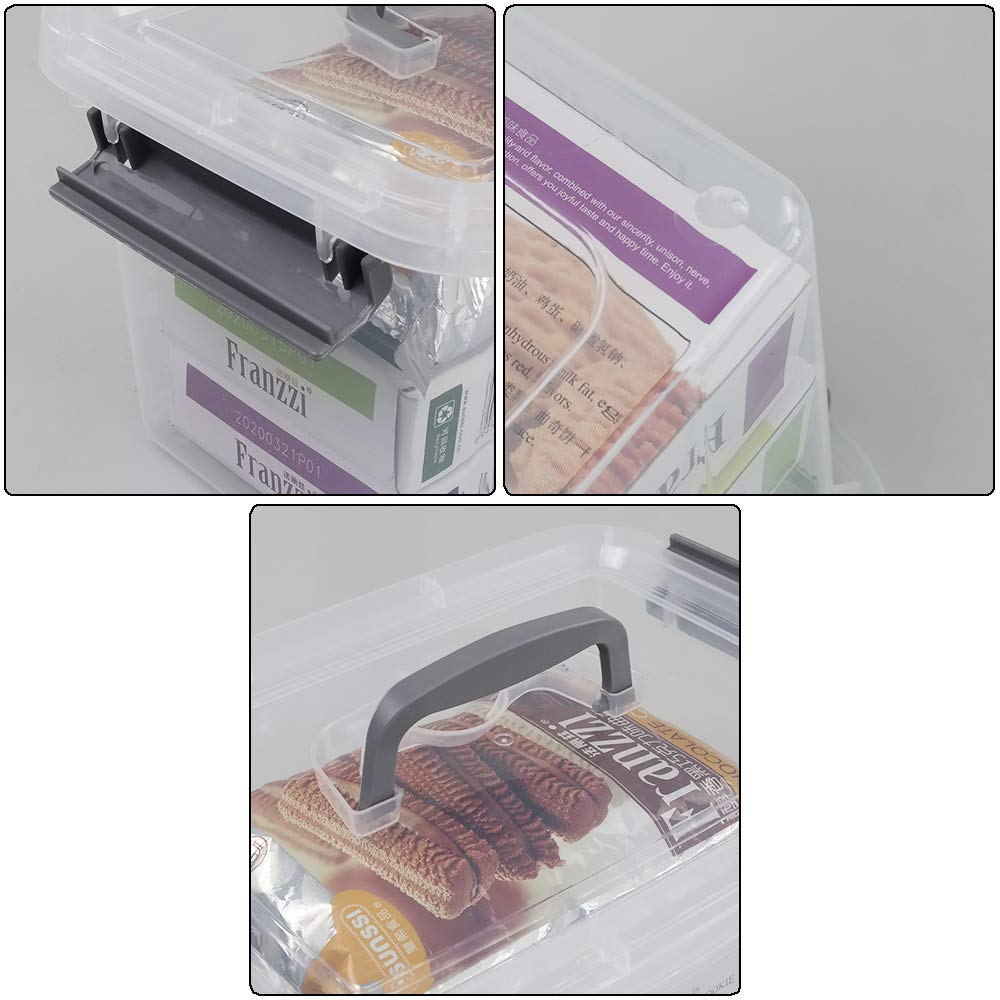 Bringer 6-Pack 5L Clear Plastic Storage Box with Latch, Small Organizer Bins for Home, Office, Craft Supplies & Toy Organization