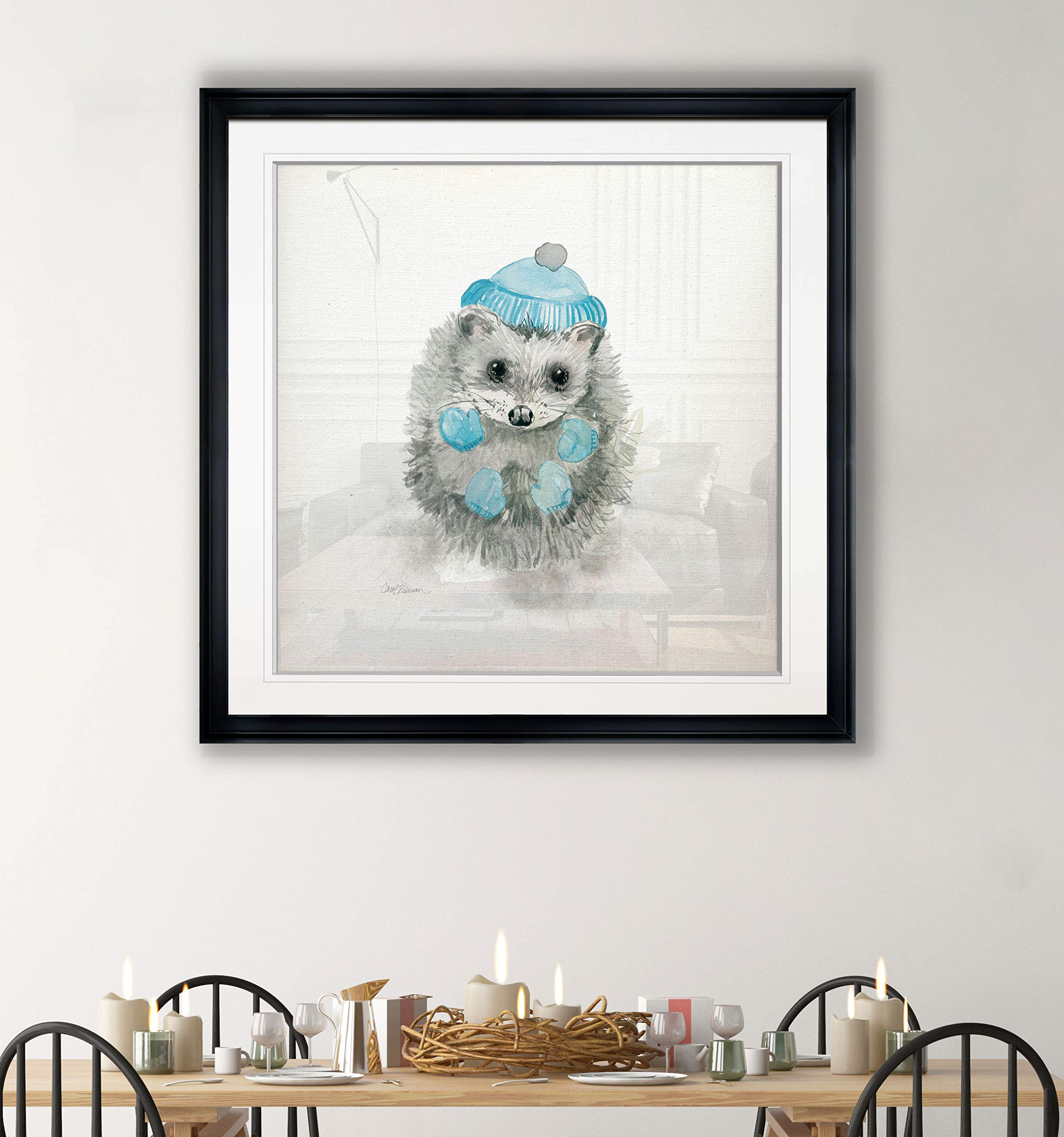 Christmas Hedgehog Nursery Decor - Animal Wall Art Abstract Painting for Kids Room, Giclee Canvas Prints | Perfect for Holiday Home Decor & Baby Shower Gifts