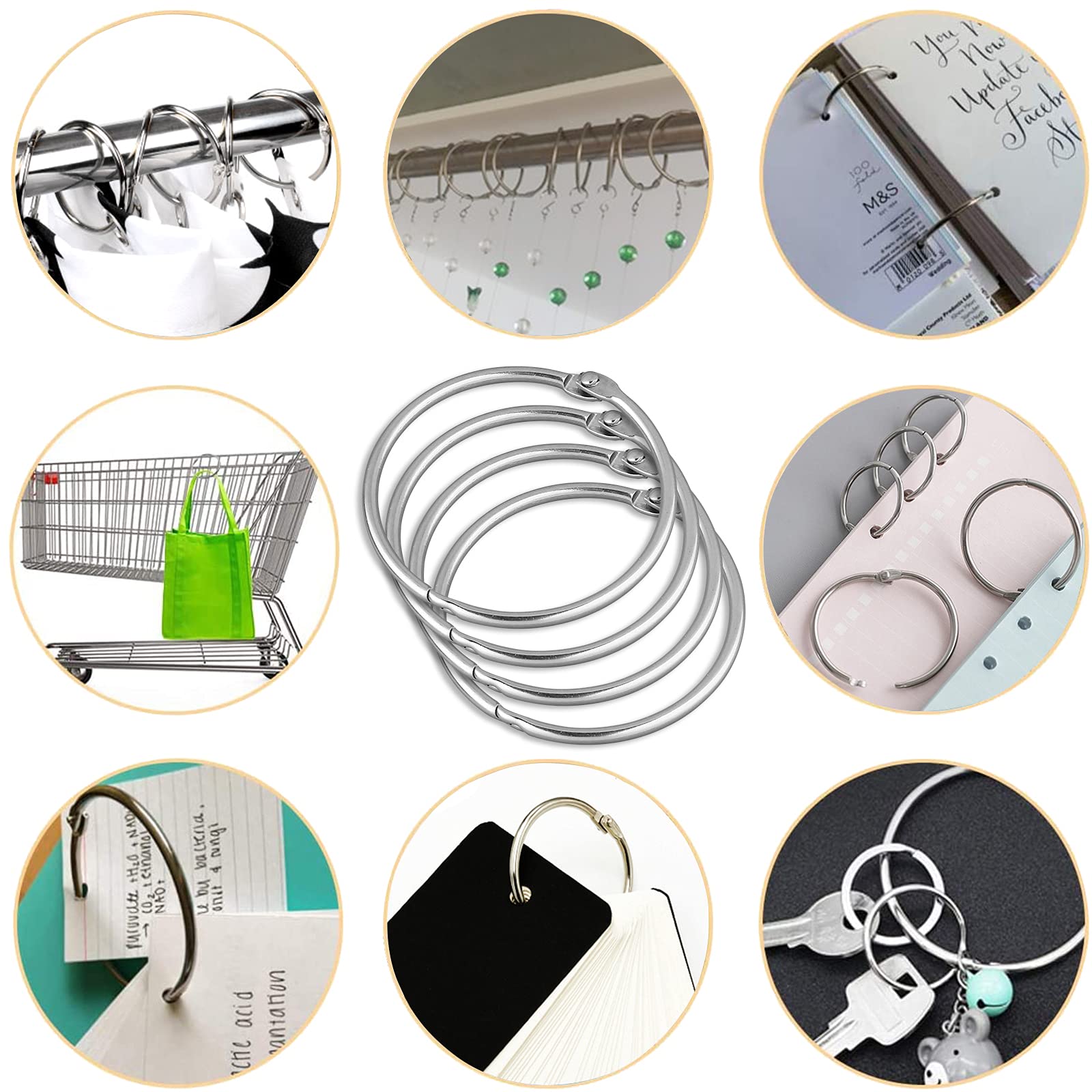24 Pack Rustproof Stainless Steel Shower Curtain Rings - Decorative Metal Hooks for Bathroom Shower Rods | Durable & Stylish Bath Accessories for Home, Hotel, and Apartment Use