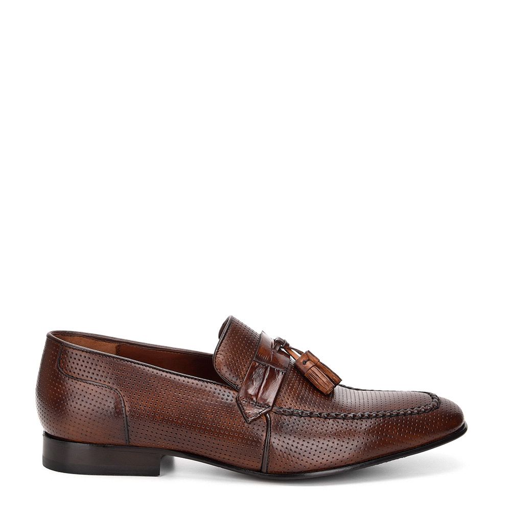 1X4TVLP Men's Casual Fashion Leather Tassel Loafers - Almond Brown Cuadra Style Slip-On Shoes for Business, Office & Everyday Wear