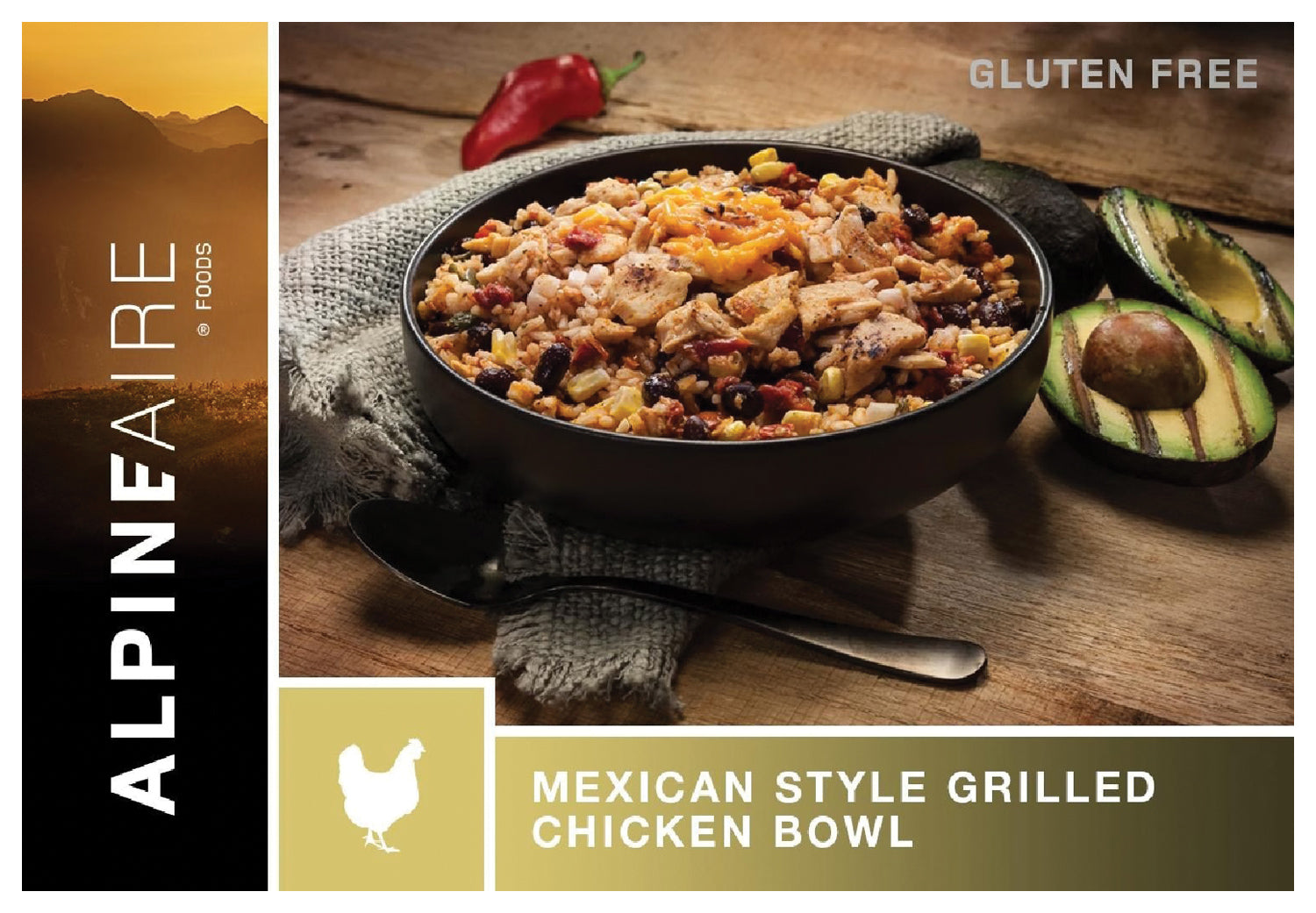 Alpine Aire Mexican Style Grilled Chicken Bowl - Authentic Flavors | Freeze Dried Camping Food | Perfect for Backpacking, Hiking & Emergency Preparedness