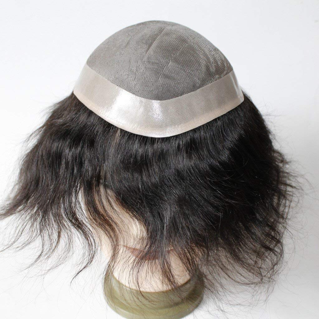 RAAYA Full Head Human Hair Wig for Men - 9x7 Black Mono Hair Toupee & Hair Patch - Natural Look & Comfortable Fit - Perfect for Daily Wear, Cosplay, and Hair Loss Solutions