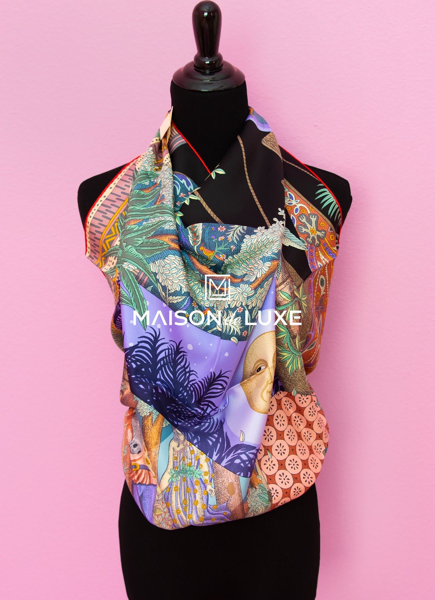 Hermes Acte III, Scene I, La Clairiere Mauve Twill Silk Scarf 90cm - Luxury Fashion Accessory for Women, Perfect for Special Occasions & Gift Giving