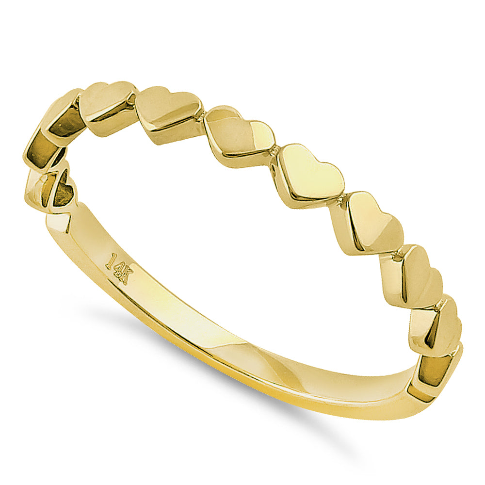 14K Solid Yellow Gold Heart Ring for Women - Elegant Valentine's Day Gift, Anniversary Jewelry, Romantic Proposal Present - Perfect for Weddings, Date Nights & Special Occasions