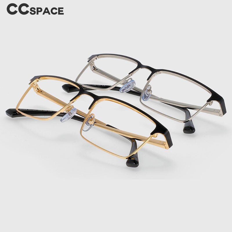 CCspace Men's Full Rim Square Alloy Frame Eyeglasses 53946 - Stylish & Durable Metal Glasses for Work, Reading & Everyday Use