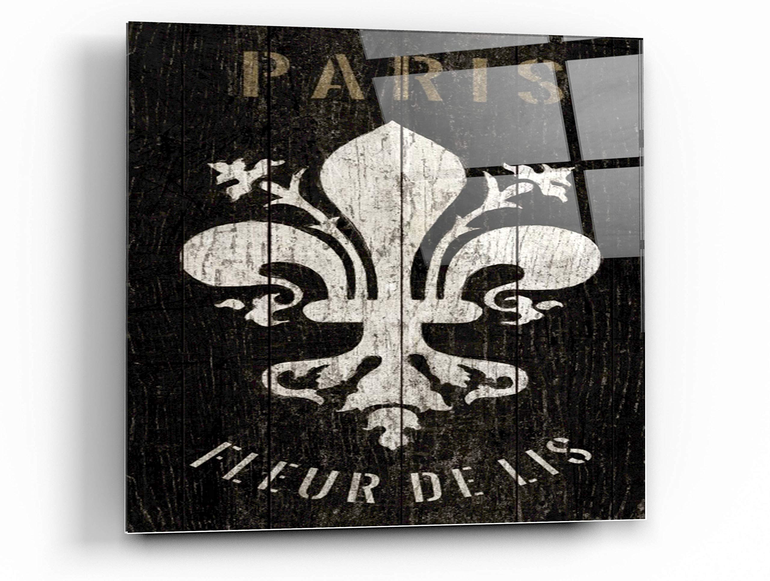 Refurbished Fleur-de-lis Acrylic Glass Wall Art - 24x24 Inches Modern Home Decor by Wild Apple Portfolio | Perfect for Living Room, Bedroom & Office Décor