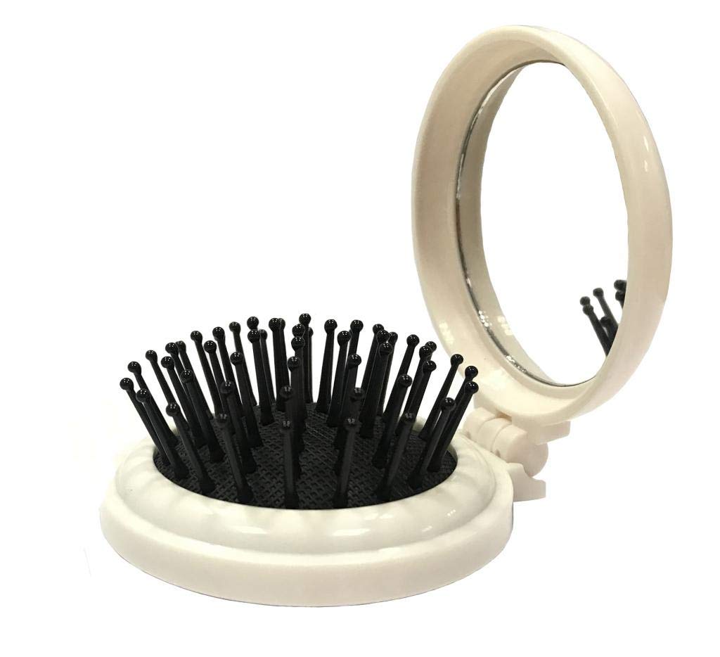 Folding Mini Pocket Hair Comb with Mirror - Travel & Gift Idea for Women