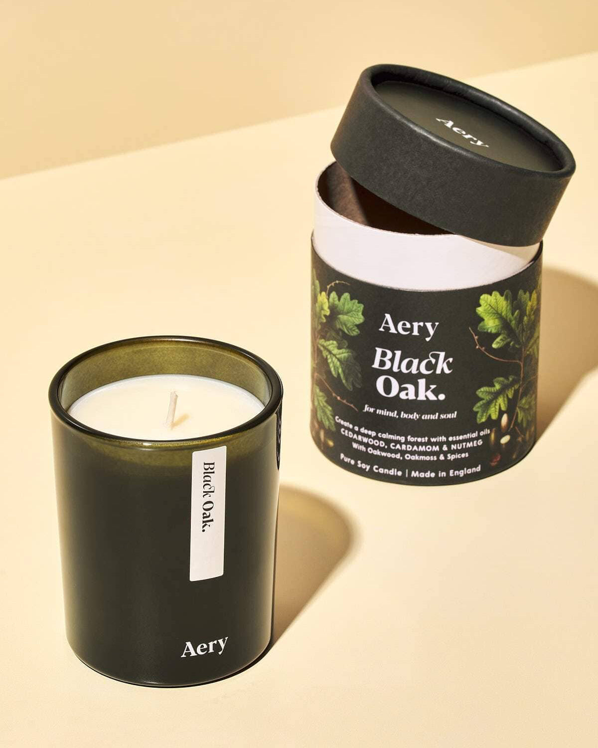 Aery Botanical 200g Black Oak Scented Soy Wax Candle for Home Relaxation, Meditation & Romantic Ambiance