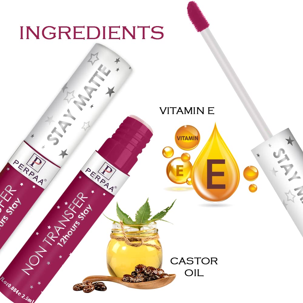 PERPAA® Star Matte Liquid Lipstick Set of 3 - Long Lasting, Waterproof & Smudge Proof (Cherry Red, Neon Red, Electric Pink) 2.5ml Each | Vegan Cruelty-Free Makeup for Parties, Date Night & Special Occasions