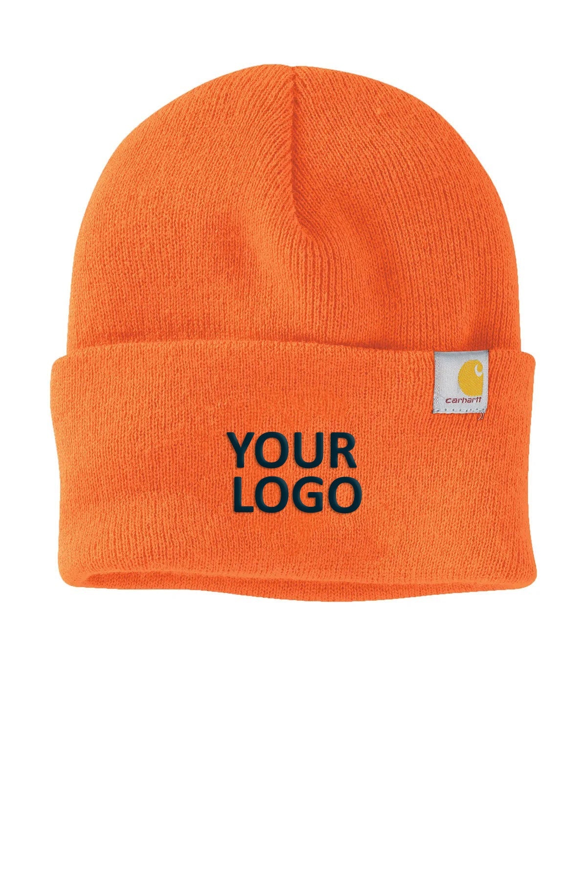 Carhartt Custom Embroidered Watch Caps for Men & Women - Bright Orange Adjustable Baseball Hat for Outdoor Work & Casual Wear