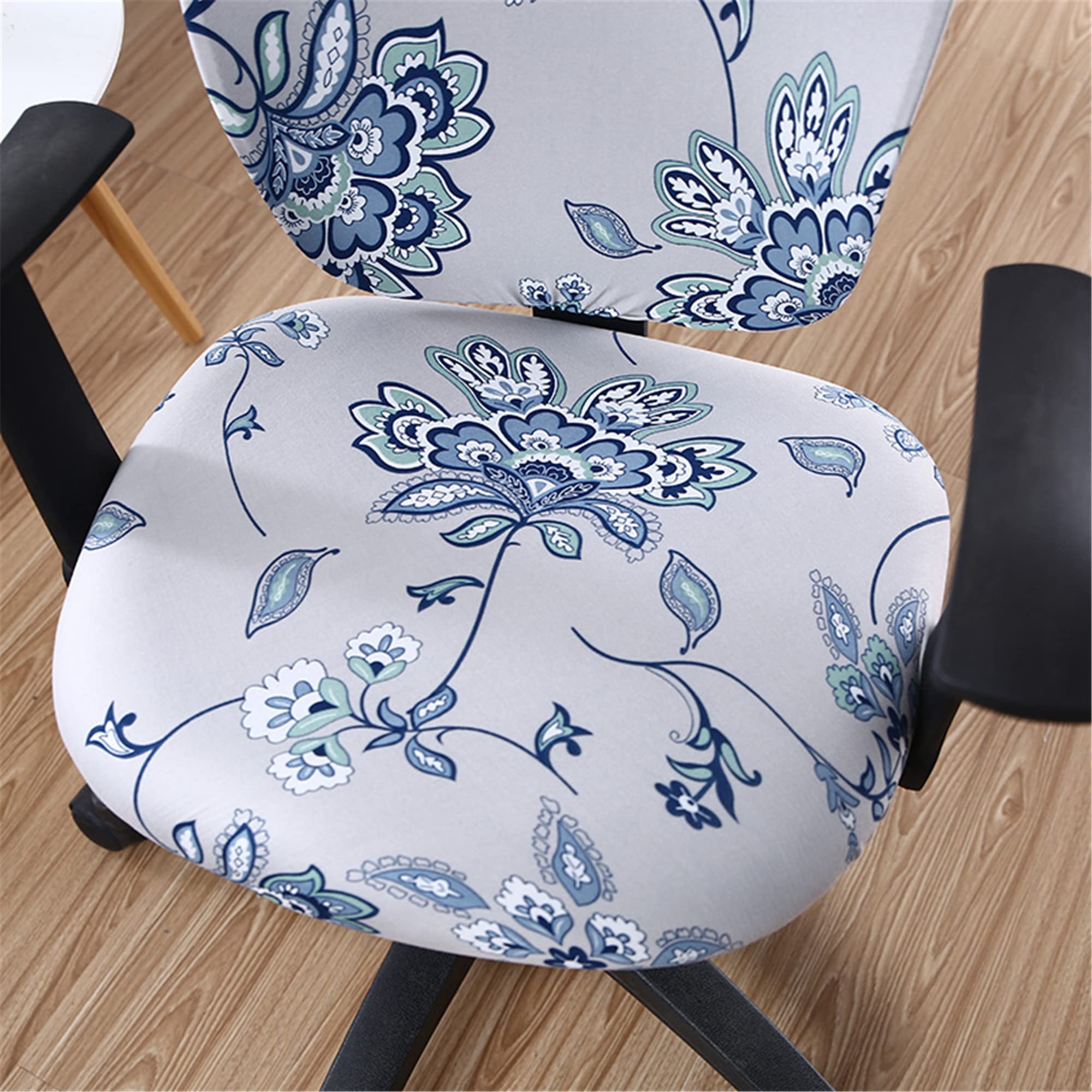 Jinzio Stretchable Polyester Office Chair Cover - Universal Split Protective Slipcover for Desk & Task Chairs, Light Grey Mimosa - Perfect for Home Office, Gaming & Conference Room Use