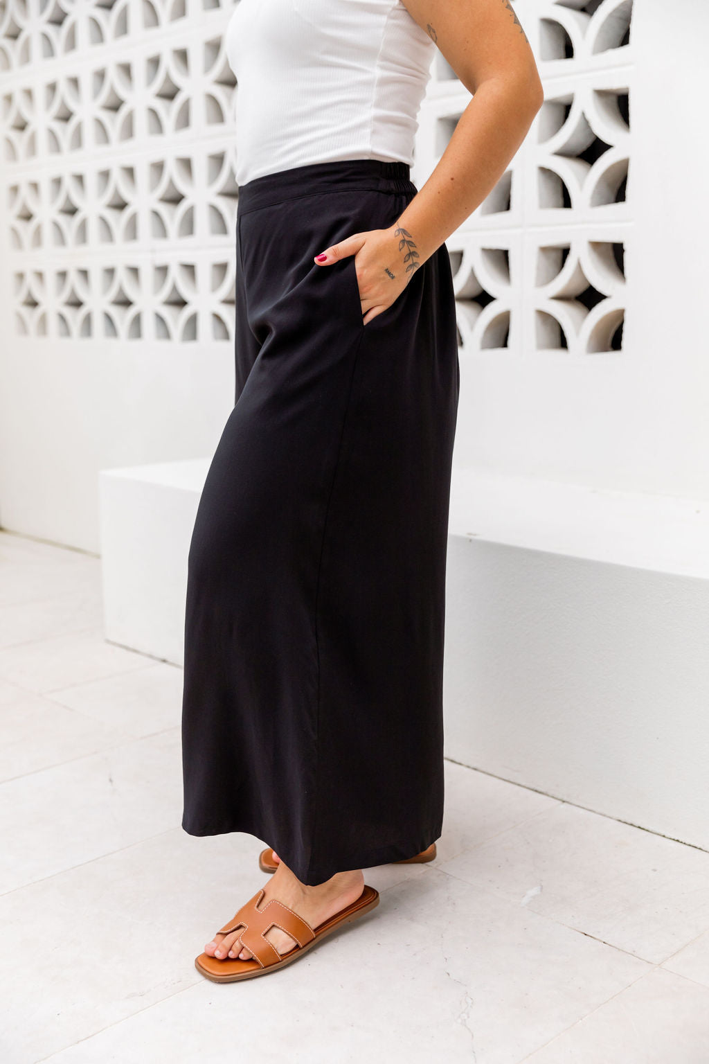 Larsa Petite Black Pants for Women - Slim Fit Ankle Pants for Work, Office & Casual Wear