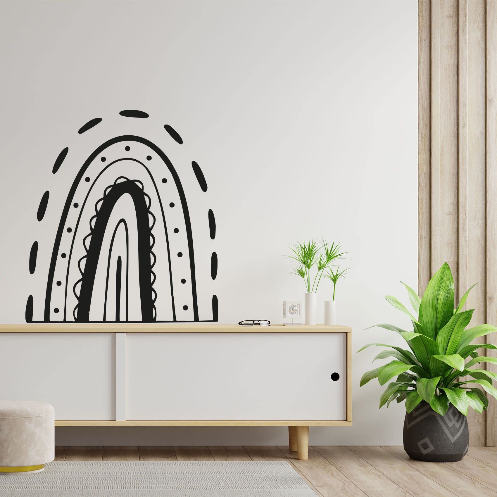 Bohemian Rainbow Arch Wall Decal - Modern Abstract Vinyl Sticker Art for Kids Room, Nursery, Bedroom Decor (30x22 Inch) | Fun Home Accent Wall Art for Girls & Boys | Perfect for Playrooms, Dorm Rooms & Creative Spaces