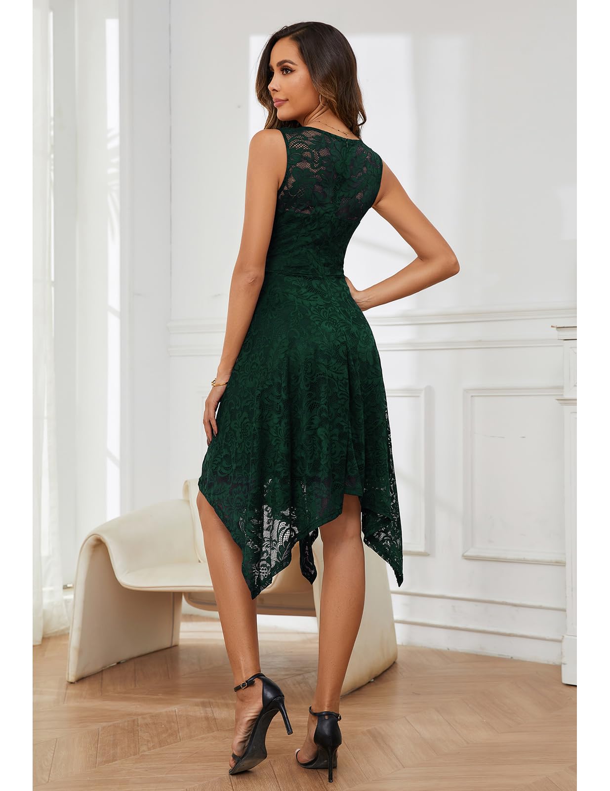 Meetjen Women's Cocktail Party Dresses 2025 - Elegant Handkerchief Hem Lace Formal Gown for Wedding Guest, Bridesmaid & Prom | Perfect for Evening Galas, Anniversary Dinners & Special Occasions