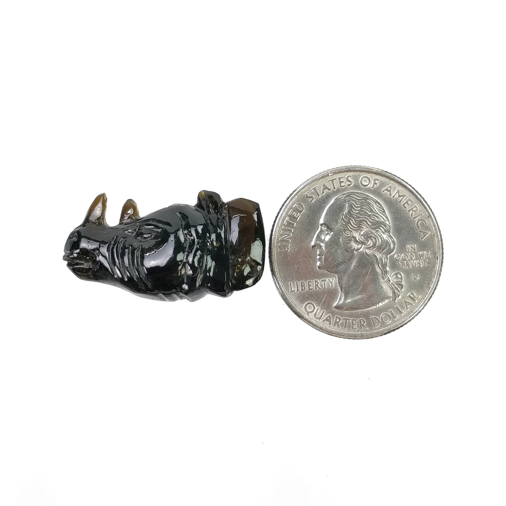 25.00cts Natural Black Tourmaline Gemstone Hand Carved Rhinoceros - 28x16mm Untreated Healing Crystal for Meditation, Protection & Jewelry Making (Includes Video)