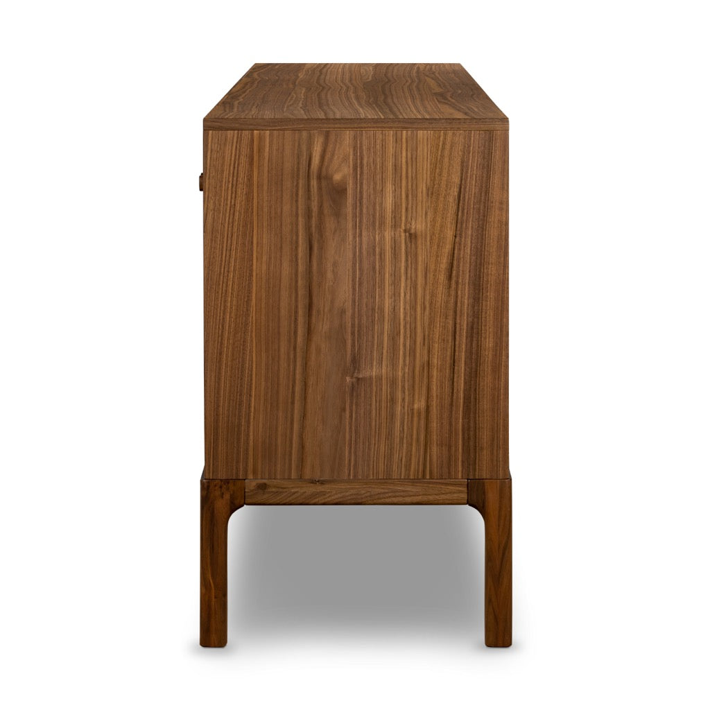 Arturo Modern Sideboard - Natural Walnut Wood Buffet Cabinet for Dining Room, Living Room & Entryway Storage | Mid-Century Style Console Table with 2 Drawers & Open Shelf