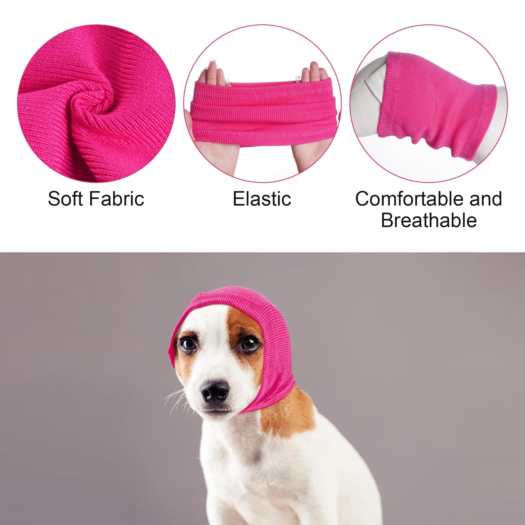 Rbenxia Dog Ear Muffs for Noise Protection & Warmth - Winter Ear Scarf for Small Medium Large Dogs (Rose Red) - Perfect for Cold Weather, Outdoor Activities & Noise Sensitive Pets