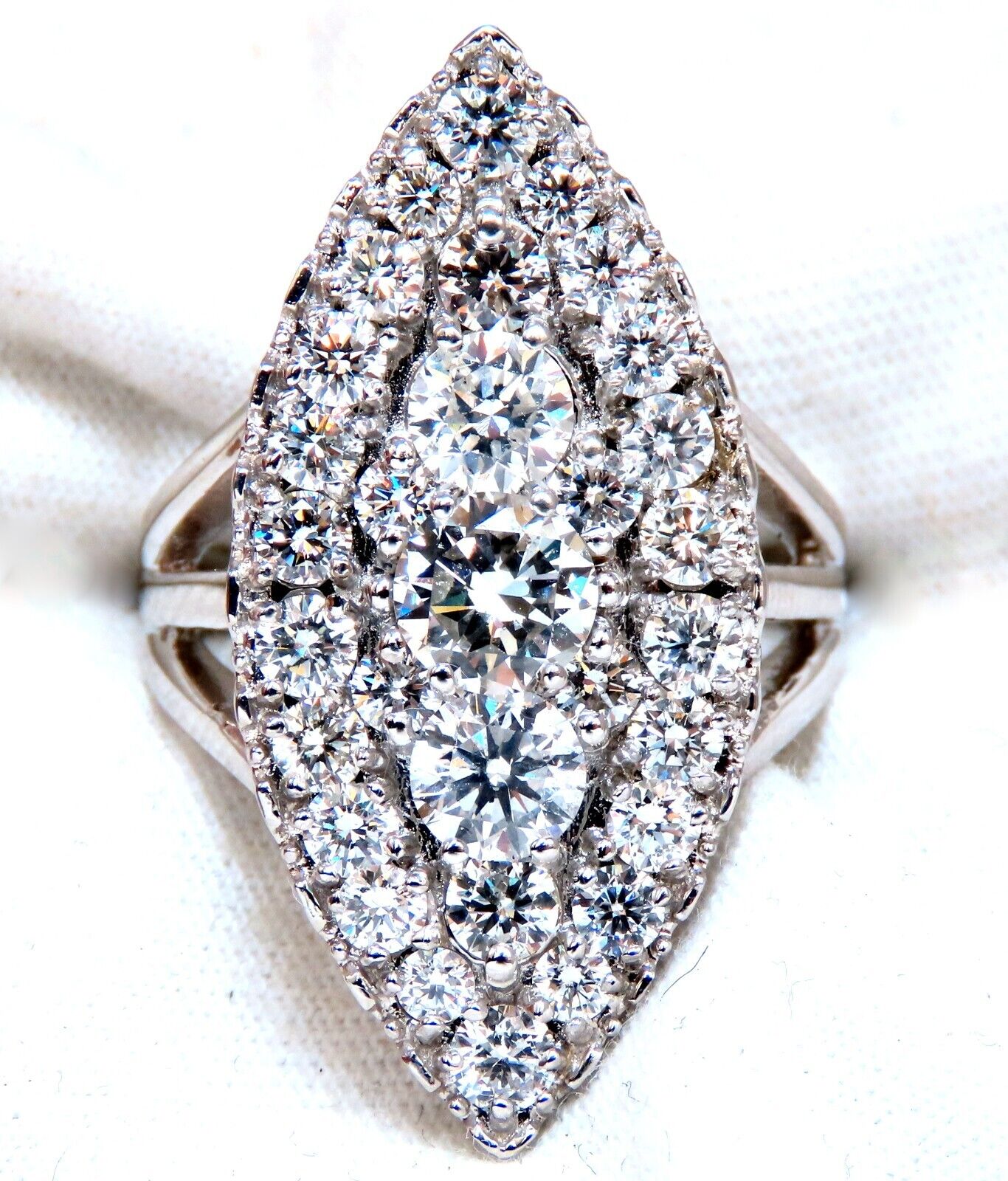 GIA Certified 4.42 Carat Natural Round Diamond Ring in 18kt Gold with Marquise Cluster Setting - Elegant Engagement & Wedding Jewelry for Special Occasions