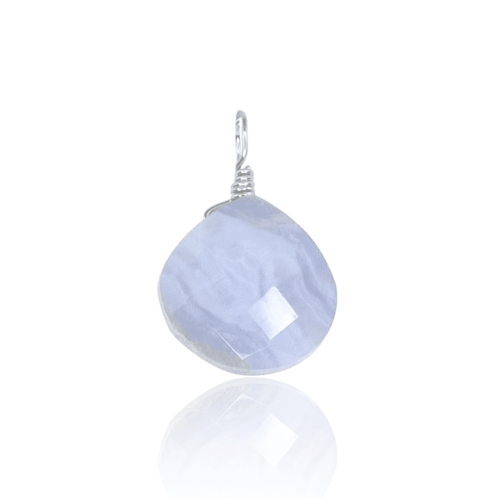 Tiny Blue Lace Agate Teardrop Pendant Necklace - Natural Gemstone Jewelry for Women, Elegant Gift for Birthday & Anniversary - Perfect for Everyday Wear & Special Occasions