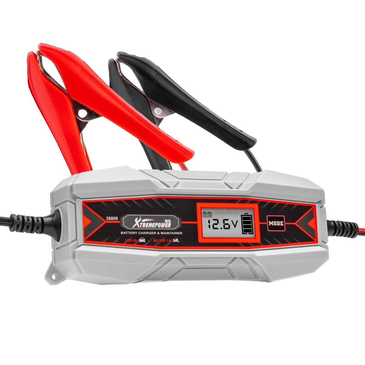 XtremepowerUS 4A Smart Car Battery Charger - 6V & 12V Automotive Battery Maintainer & Trickle Charger for Cars, Trucks, Motorcycles, ATV - Ideal for Winter Storage, RV Camping & Emergency Power Supply