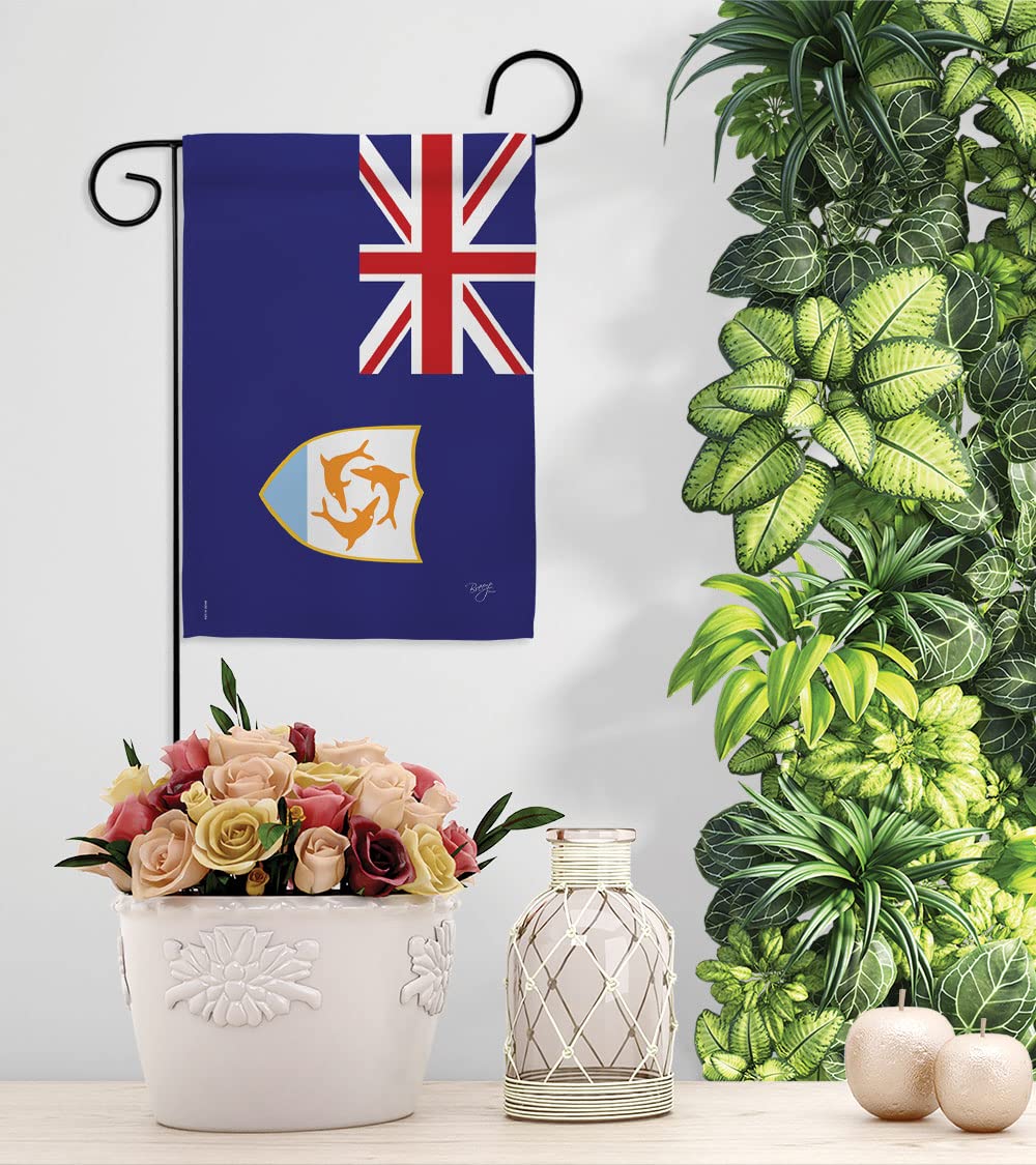 Breeze Decor Anguilla Garden Flag Set with Stand - Double-Sided Yard Decoration for Home & Gifts