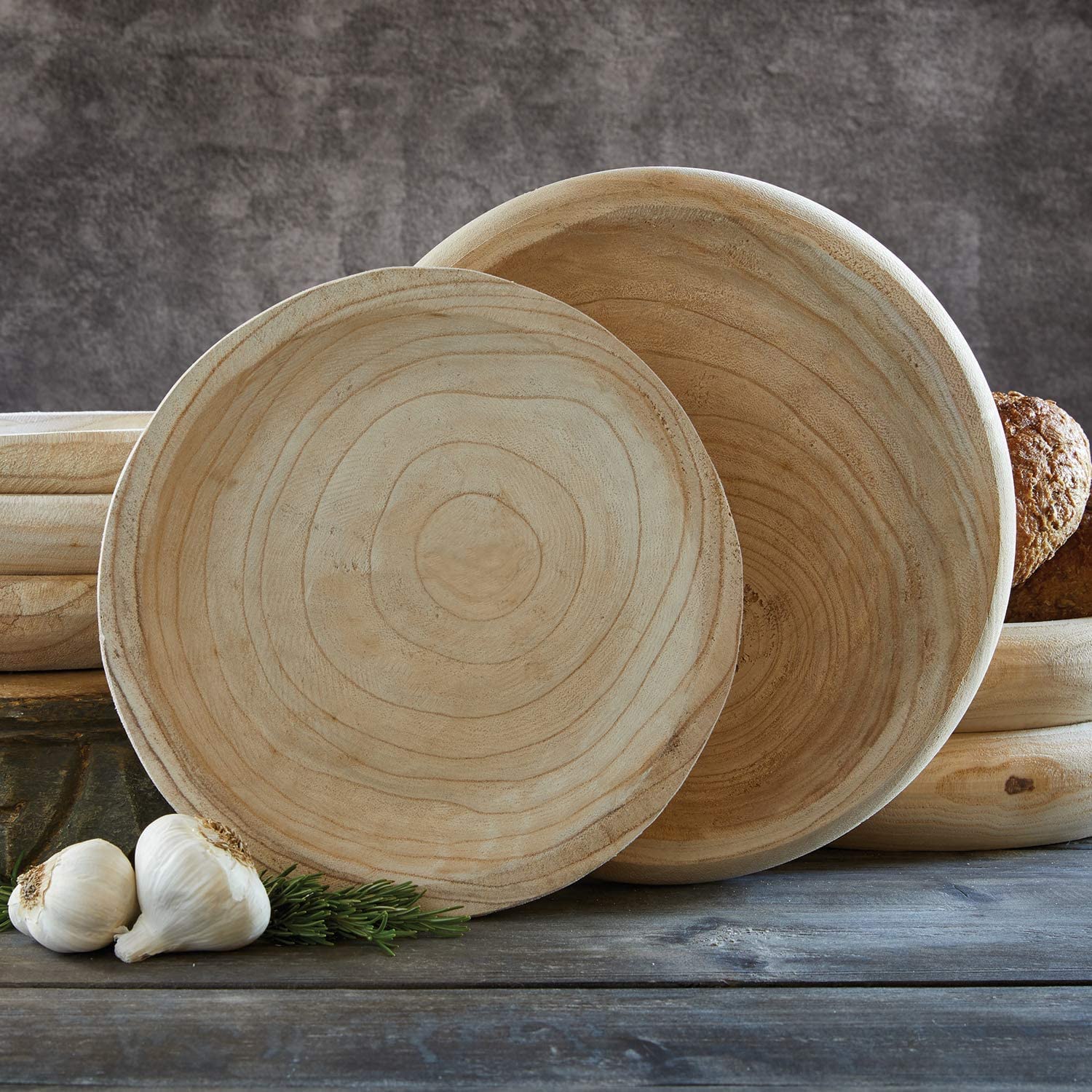 Modern Organic Wooden Large Decorative Bowl for Keys, Fruits, Dough - Natural Wood Serving Bowl for Entryway Table, Coffee Table Centerpiece - Rustic Farmhouse Home Decor - Perfect for Kitchen, Dining Room & Living Room Display
