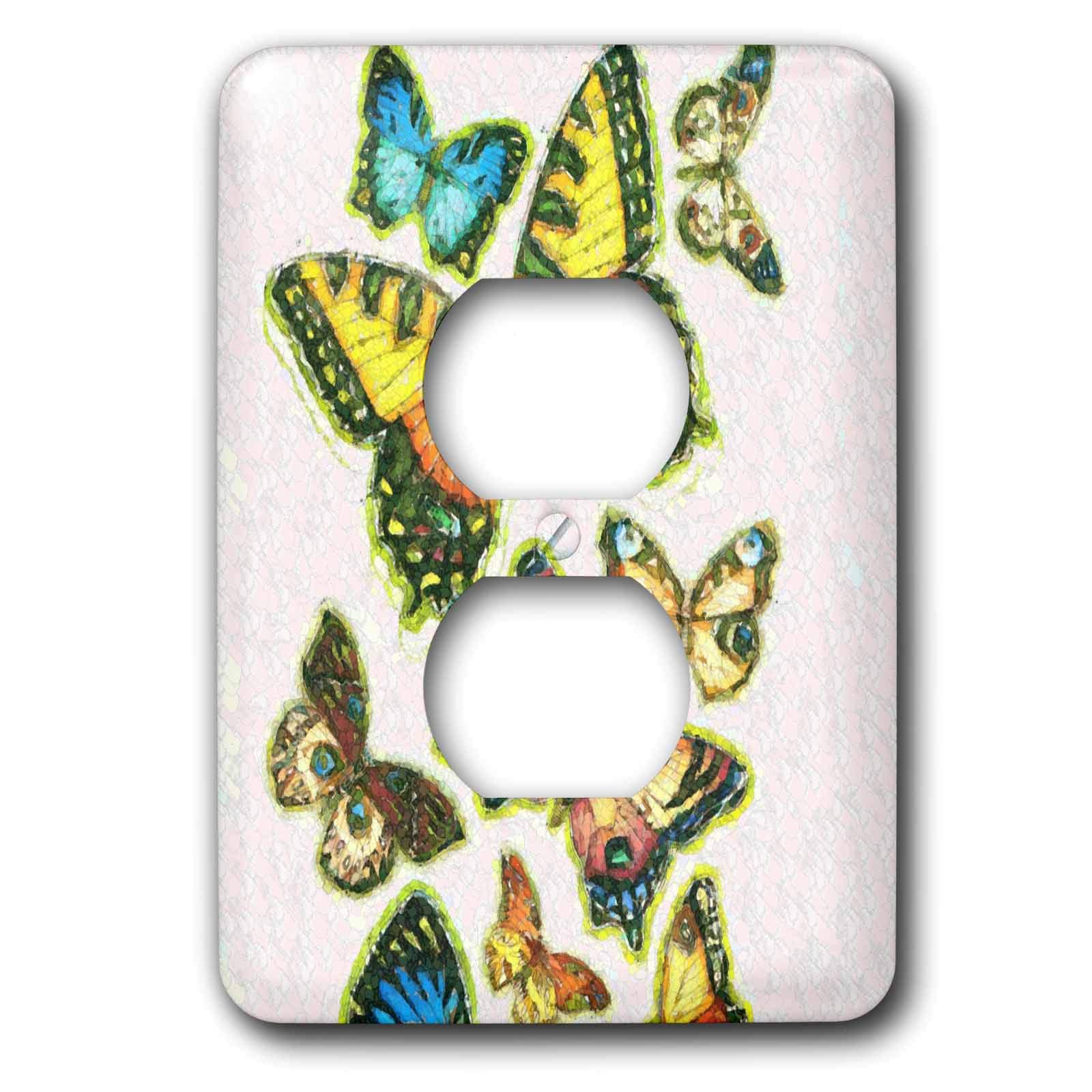 3D Rose Two Plug Outlet Cover with Beautiful Butterfly Design - Childproof Electrical Safety Cover for Home, Nursery & Office Use